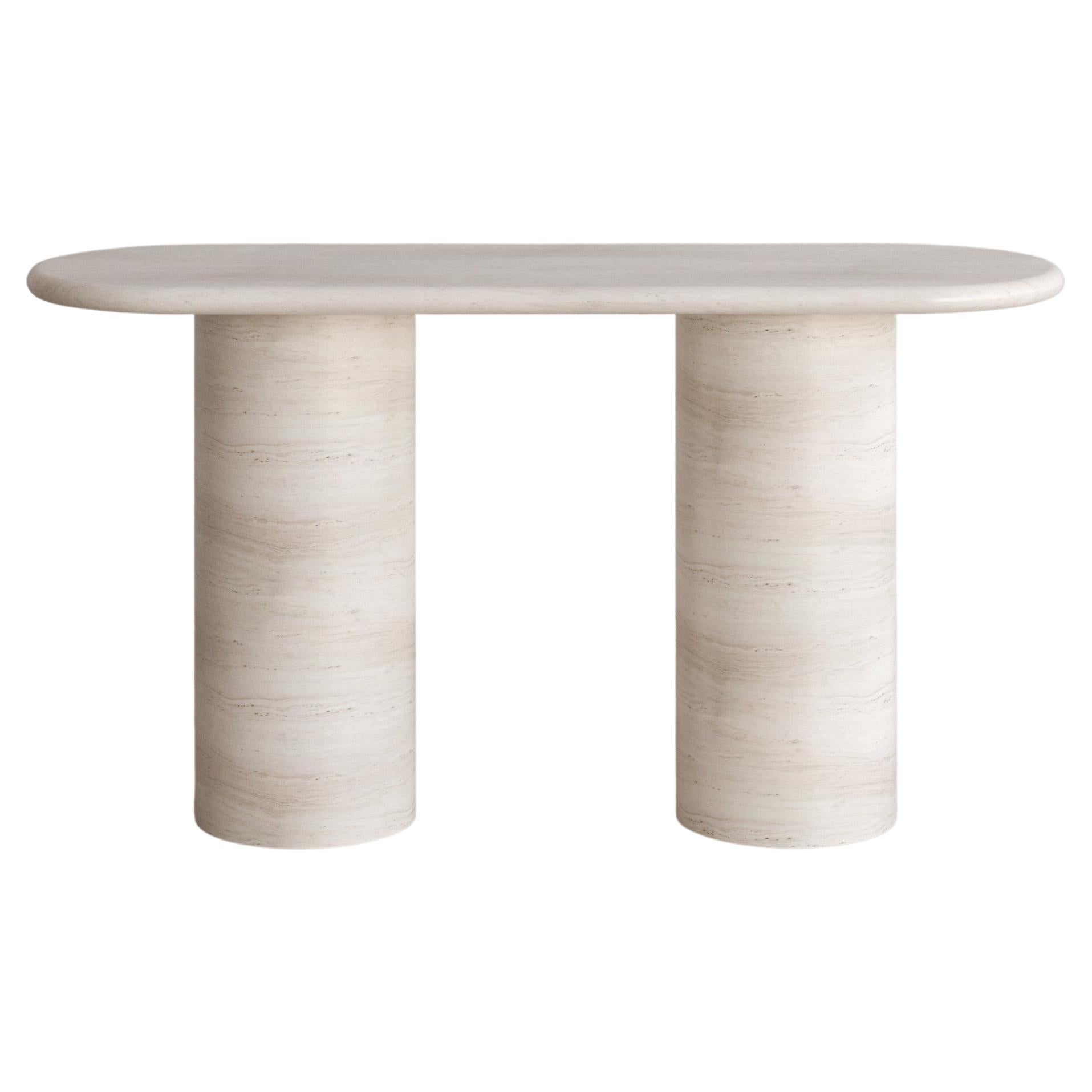 Bianco Travertine Voyage Console Table by The Essentialist For Sale