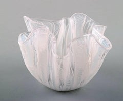 Bianconi Venini Murano Filigrana Stripes Italian Art Glass Fazzoletto Vase