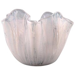 Bianconi Venini Murano Filigrana Stripes Italian Art Glass Fazzoletto Vase