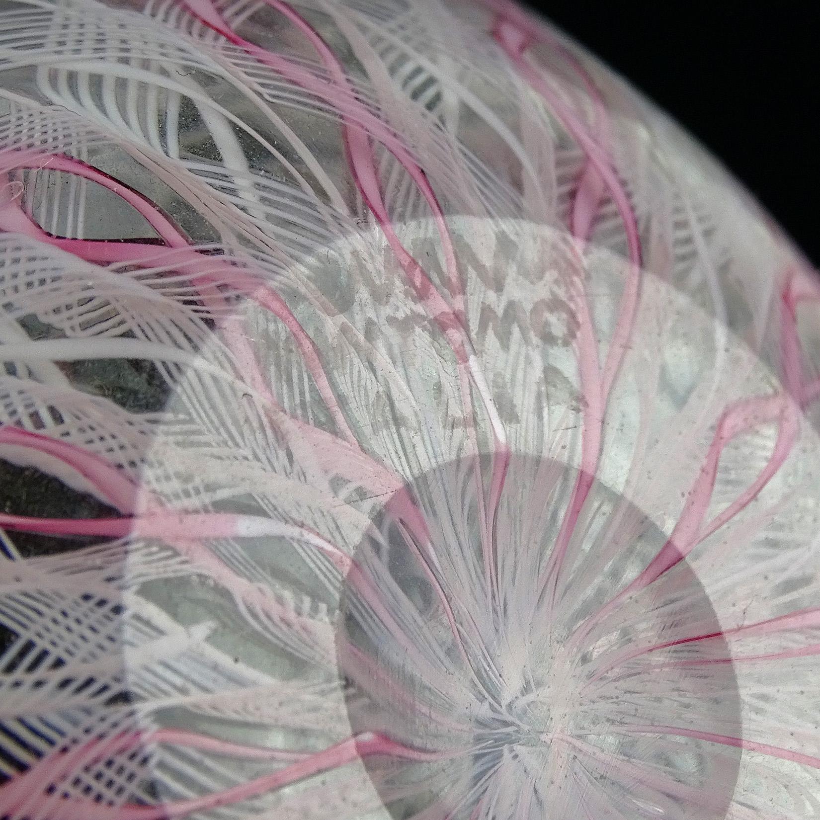Hand-Crafted Bianconi Venini Murano Pink White Italian Art Glass Fazzoletto Handkerchief Vase