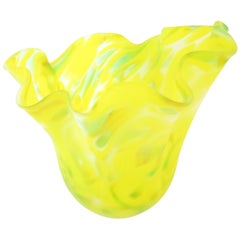 Bianconi Venini Opalescent 'Fazzoletto' Handkerchief Vase, 1960s Yellow Glass