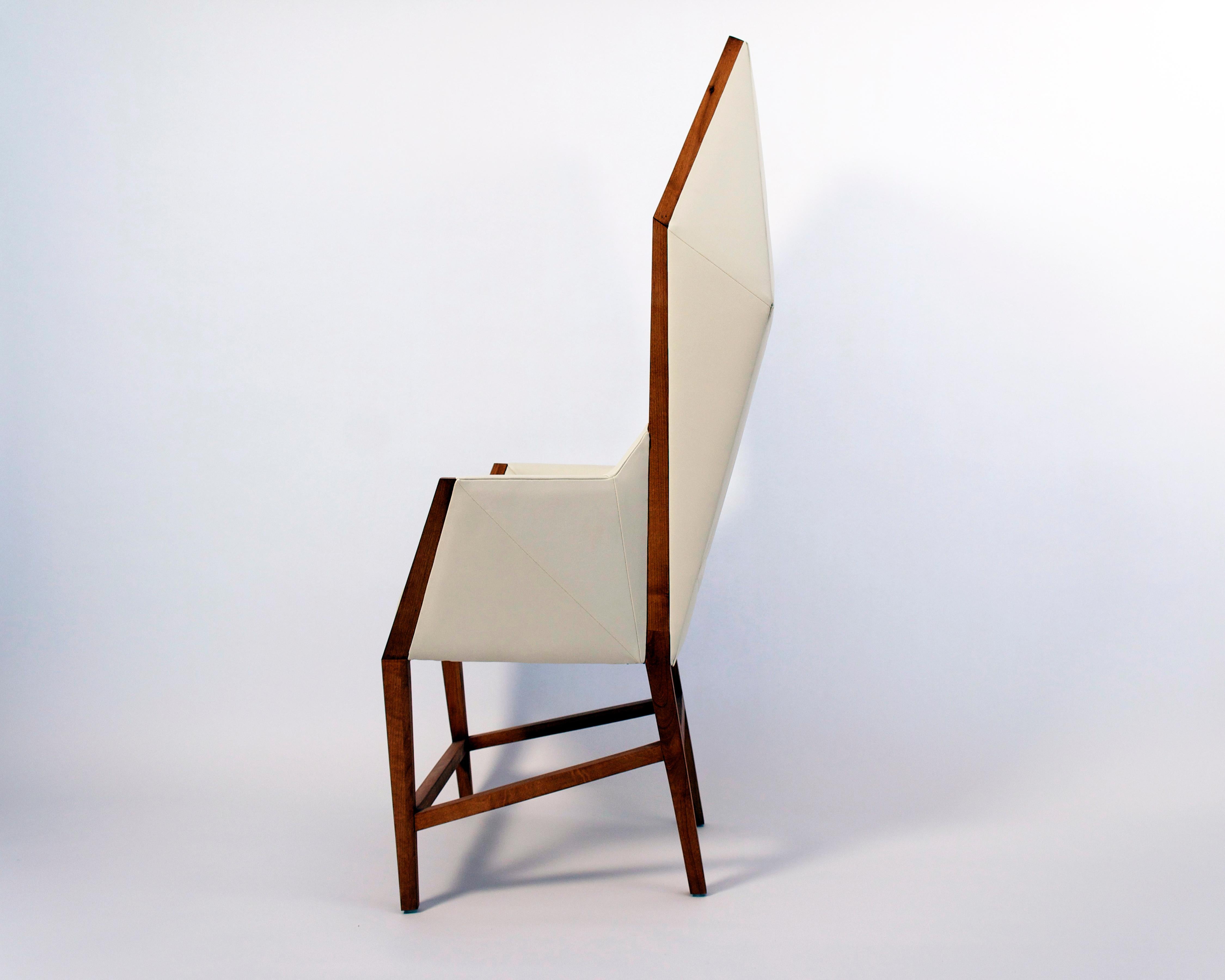 American Bias Hooded Dining Host Chair, Inspired by Louis XV Sentry, Faceted Wood Frame For Sale