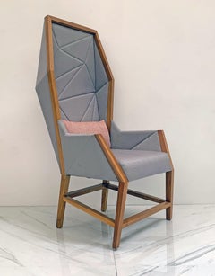 Bias Hooded Lounge Chair, Faceted Wingback Inspired by Louis XV Sentry