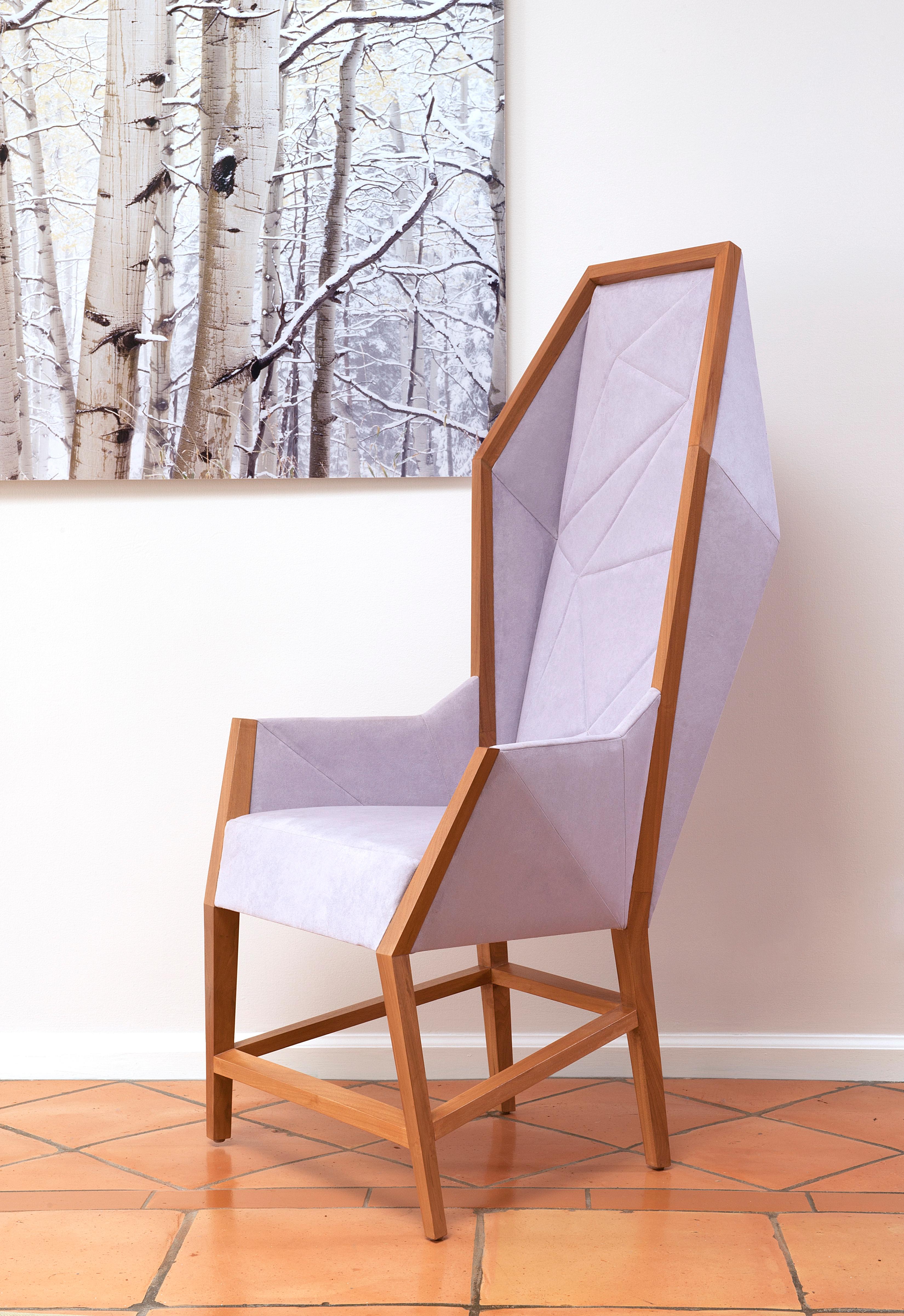 American Bias Hooded Lounge Chair, Faceted Wingback Inspired by Louis XV Sentry For Sale