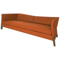 Bias Sofa, Contemporary Faceted Design with Walnut Frame