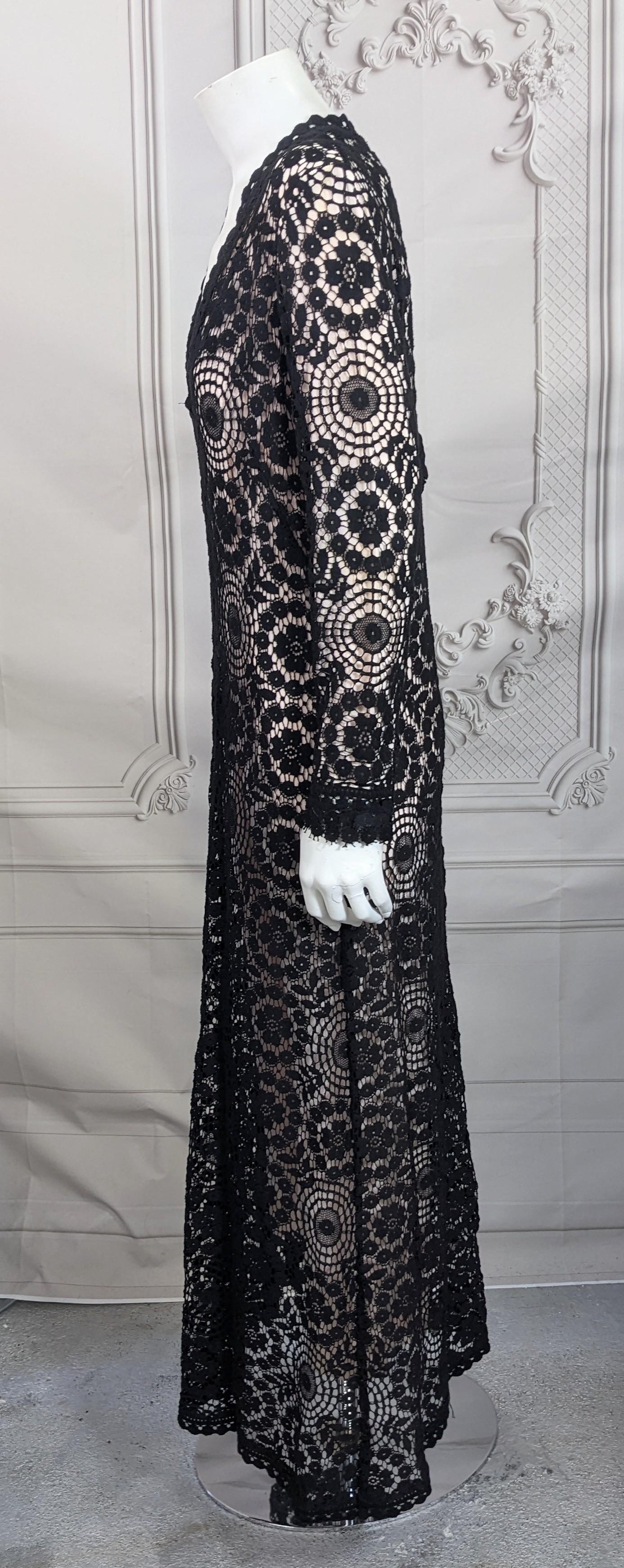 Biba Style - Robe longue en dentelle de coton Bon état - En vente à New York, NY