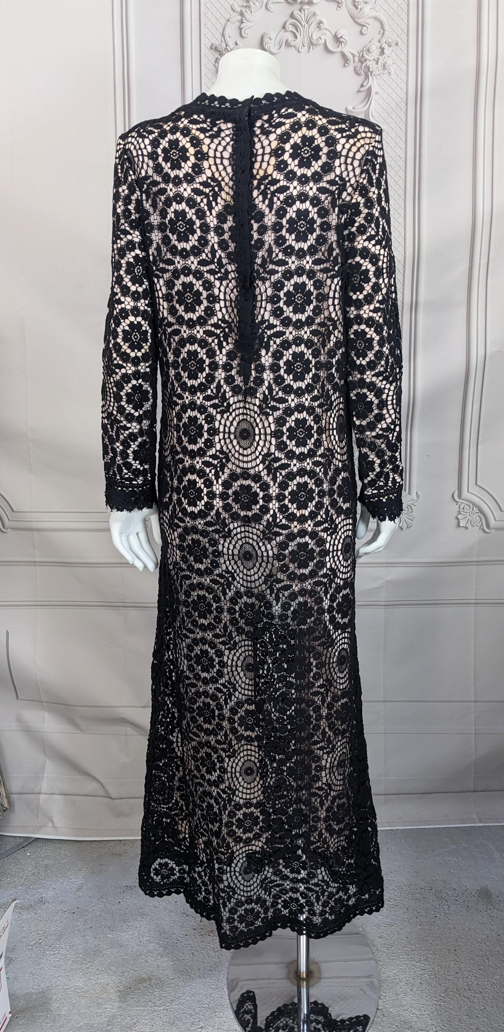 Biba Style - Robe longue en dentelle de coton Unisexe en vente