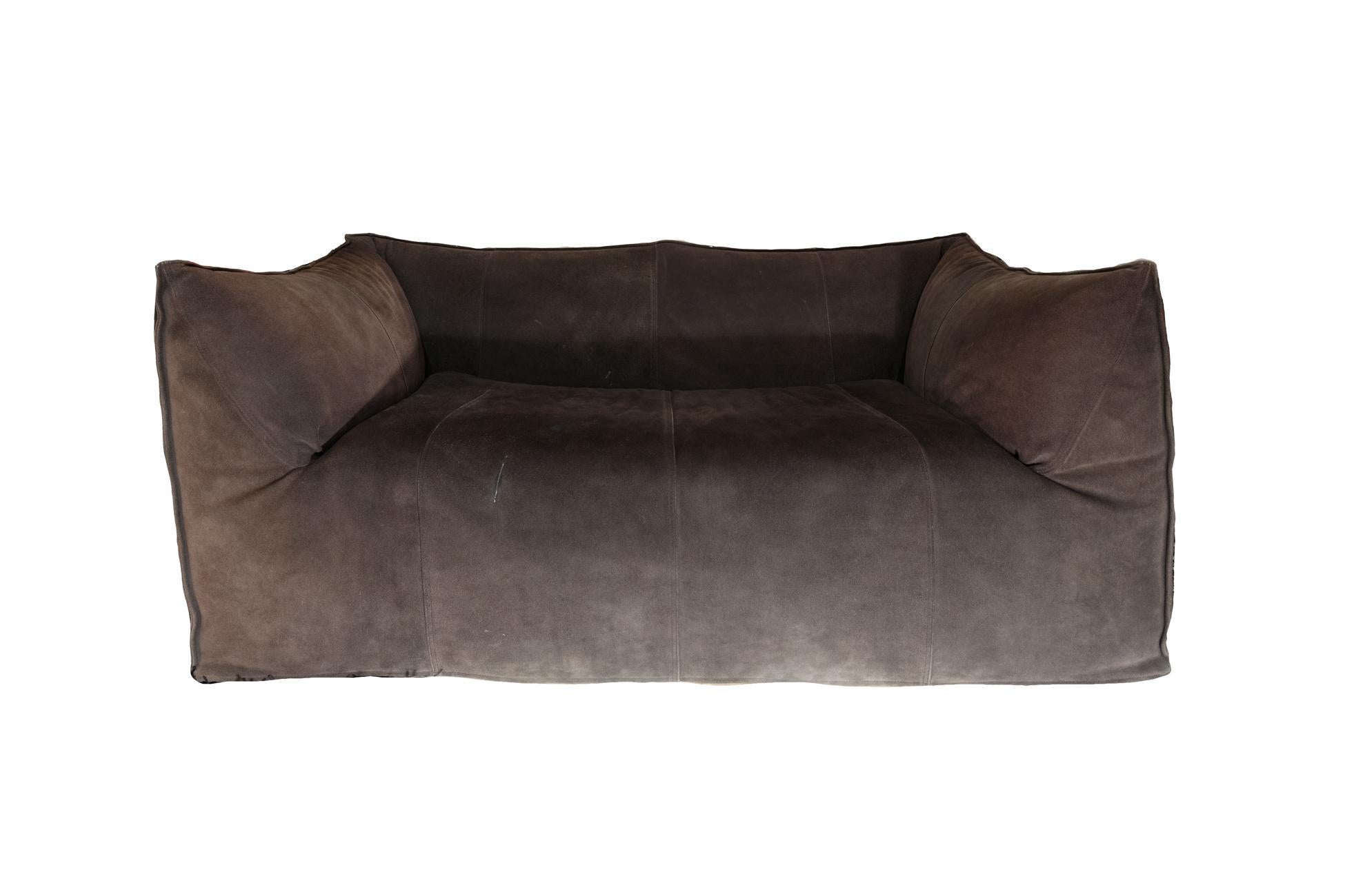 Mid-Century Modern  Bambole Suede Leather Sofa by Mario Bellini 1970 B&B Italia