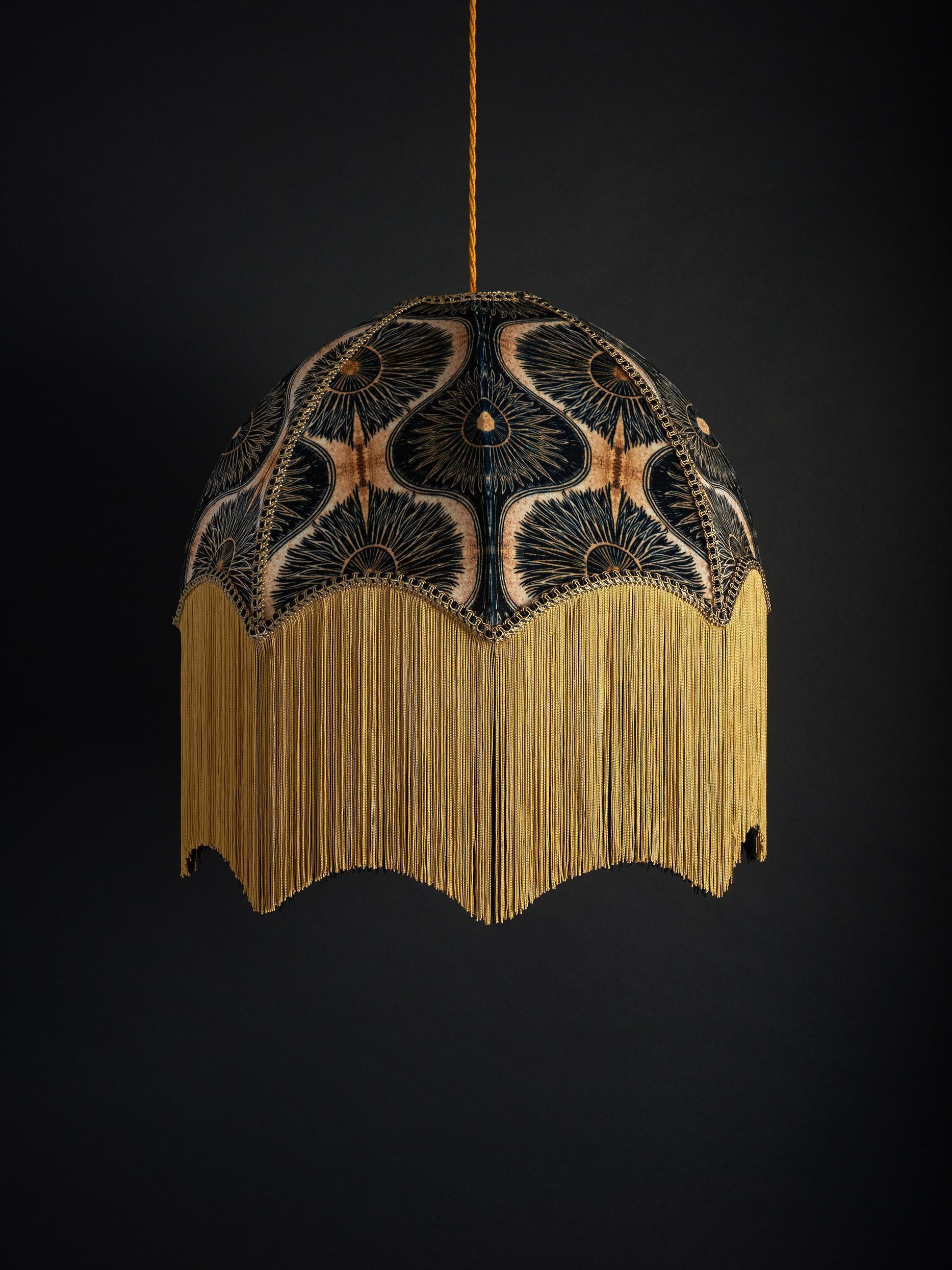 Hand-Crafted Bibana Gold Lampshade with Fringing - Medium (16