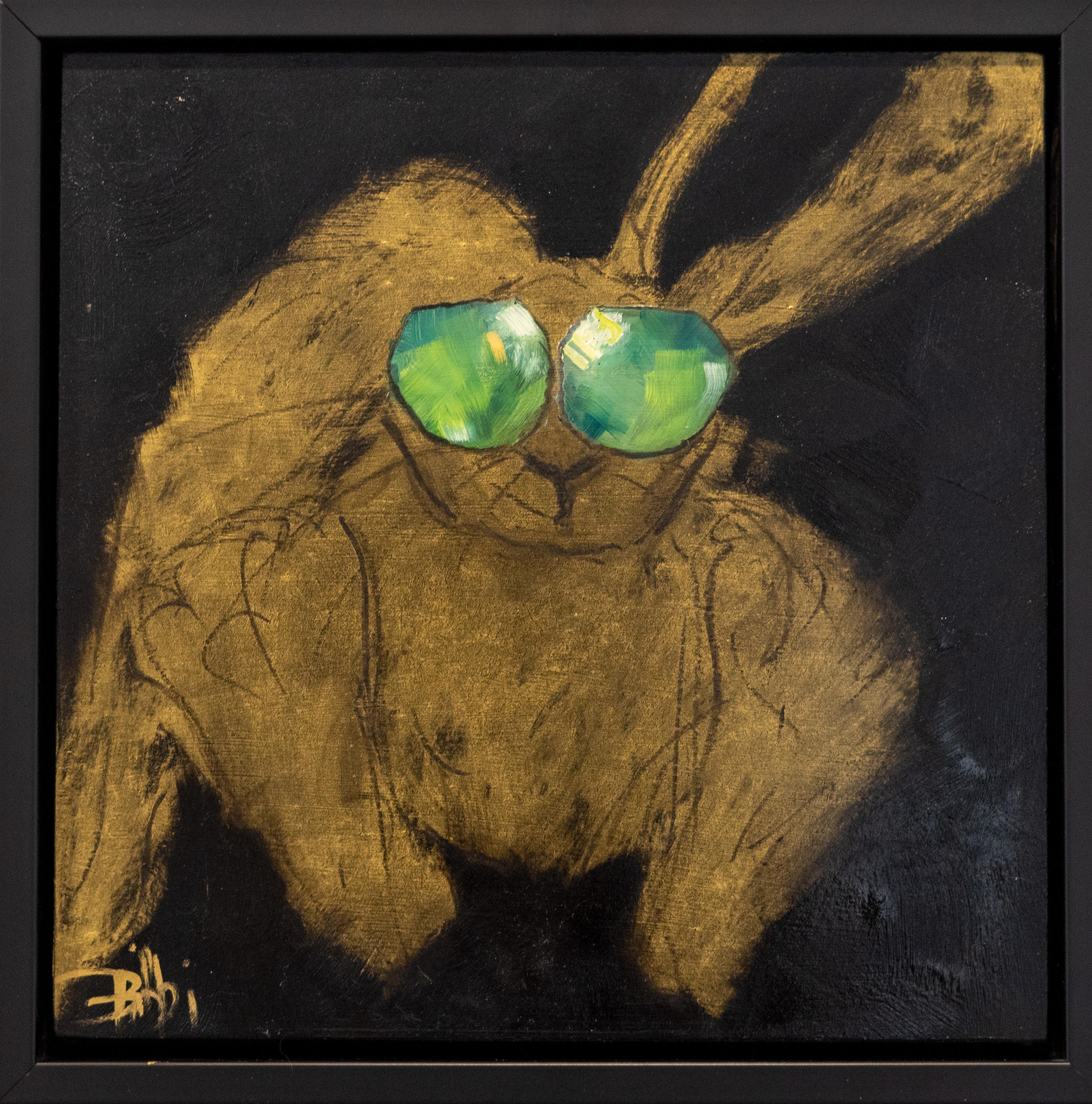 Golden Hare with Coco Chanel Sunglasses  10x10  Contemporary Art  Framed  1