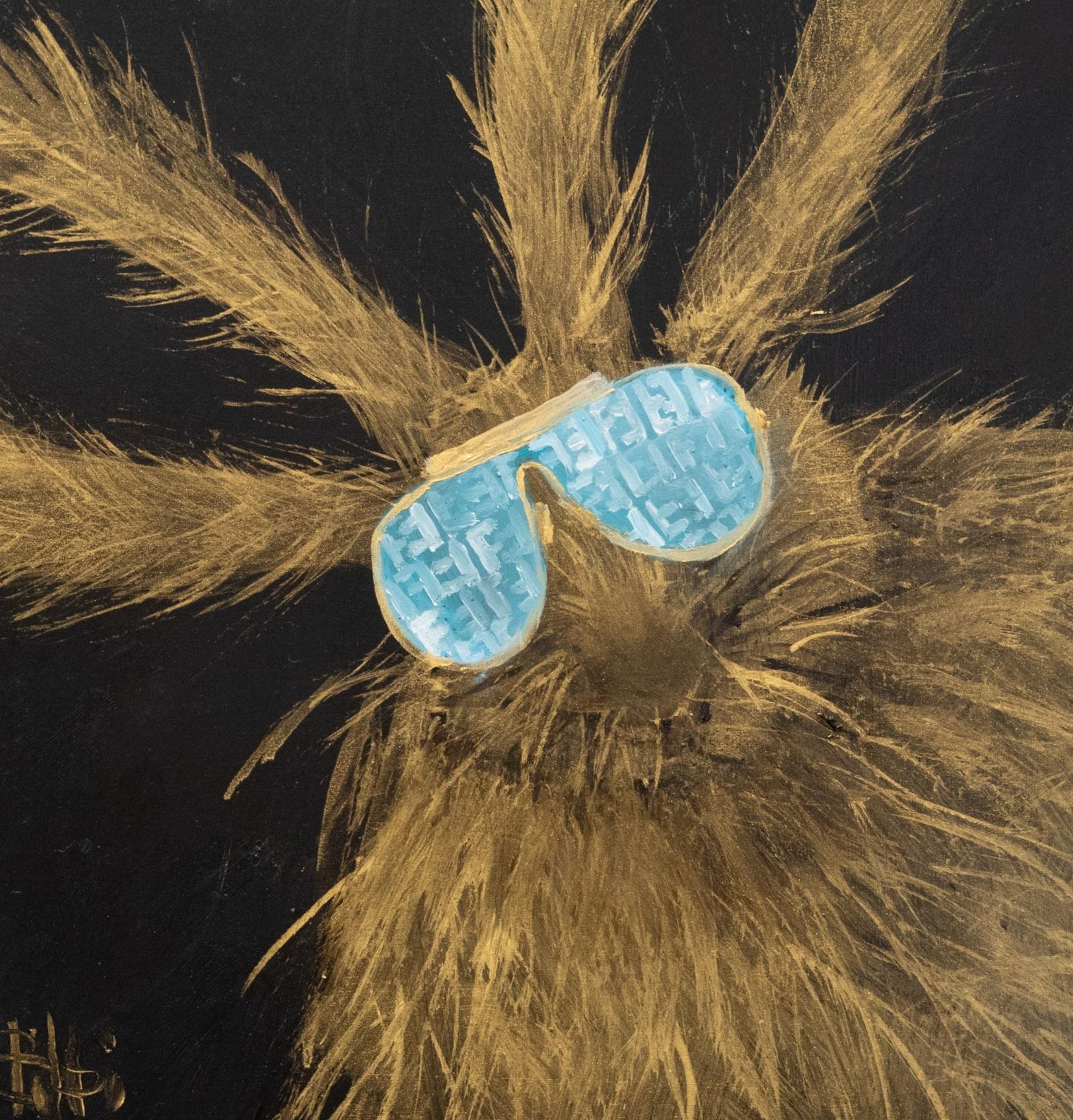 Golden Hare with  Fendi Sunglasses By Bibbi Anderson Oil on canvas with gold leaf.
 