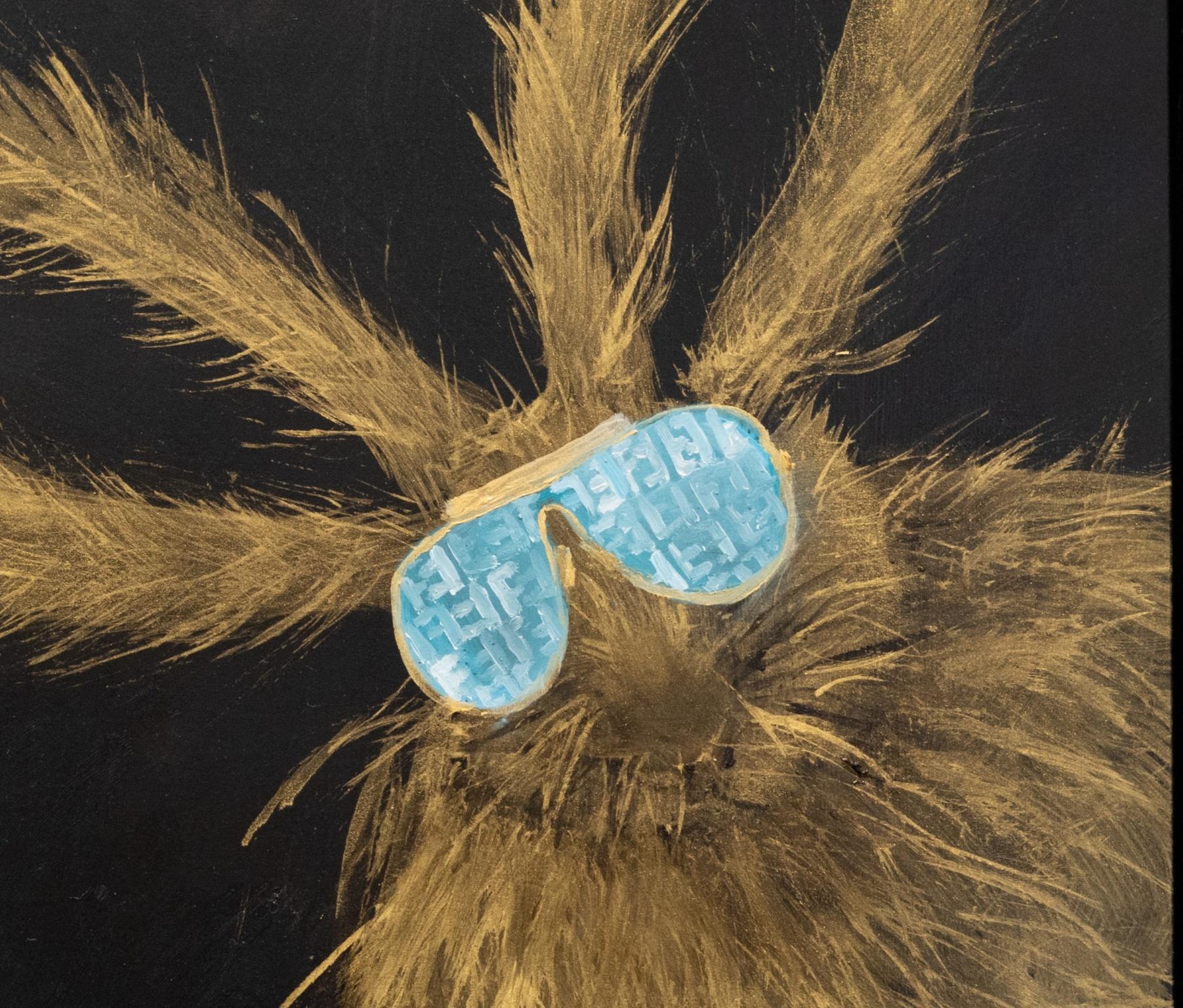 Golden Hare with  Fendi Sunglasses  10x10  Contemporary Art  Framed  1