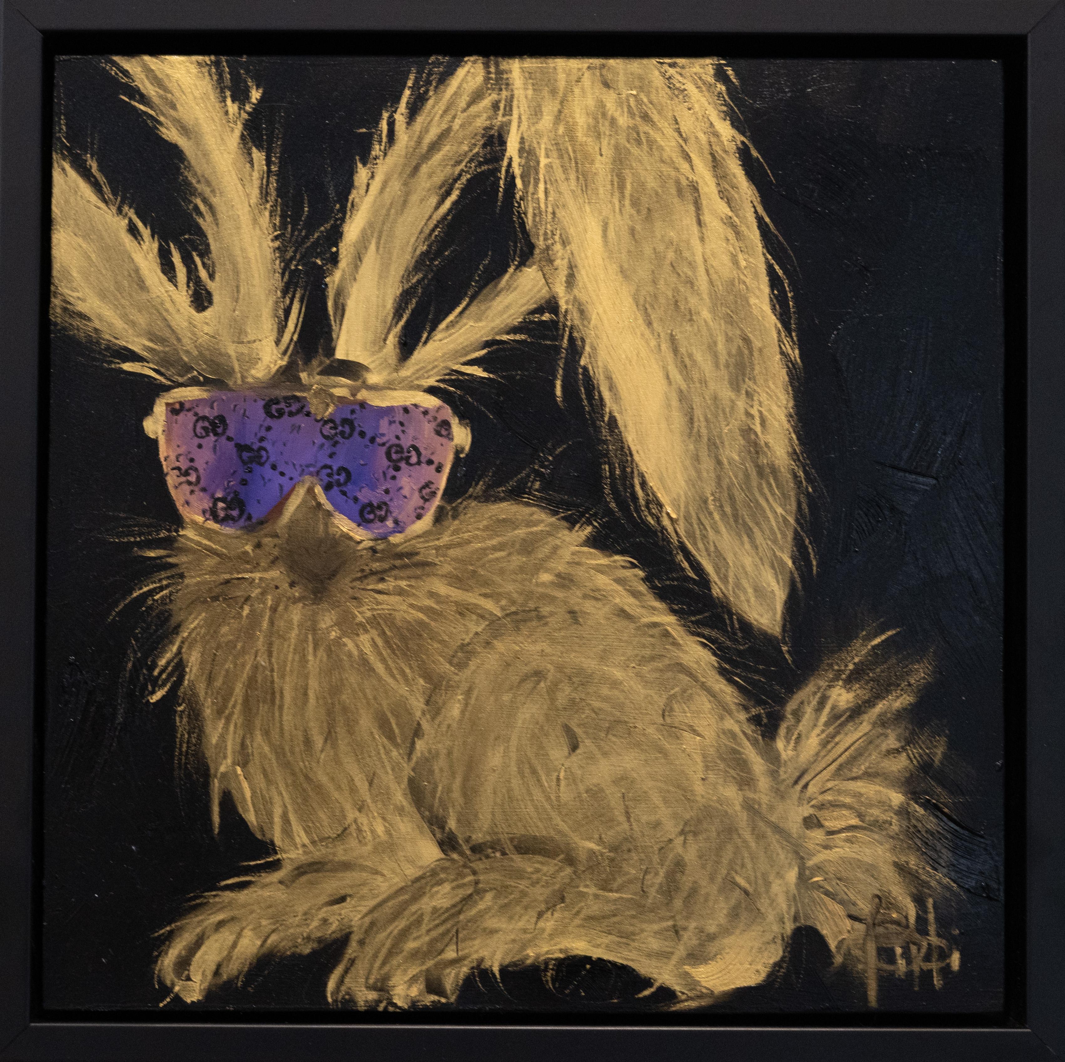 Golden Hare with  Fendi Sunglasses  10x10  Contemporary Art  Framed  4