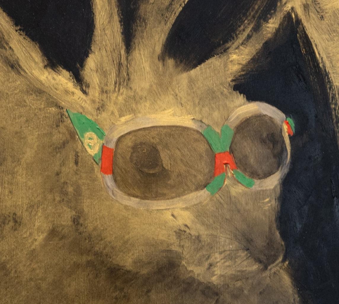 Lepre d'oro con occhiali da sole Gucci Red & Greene  10x10  Arte contemporanea  Incorniciato 1