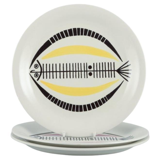 Bibi Breger for Gustavsberg, Sweden, Three "Spätta" Earthenware Plates For Sale