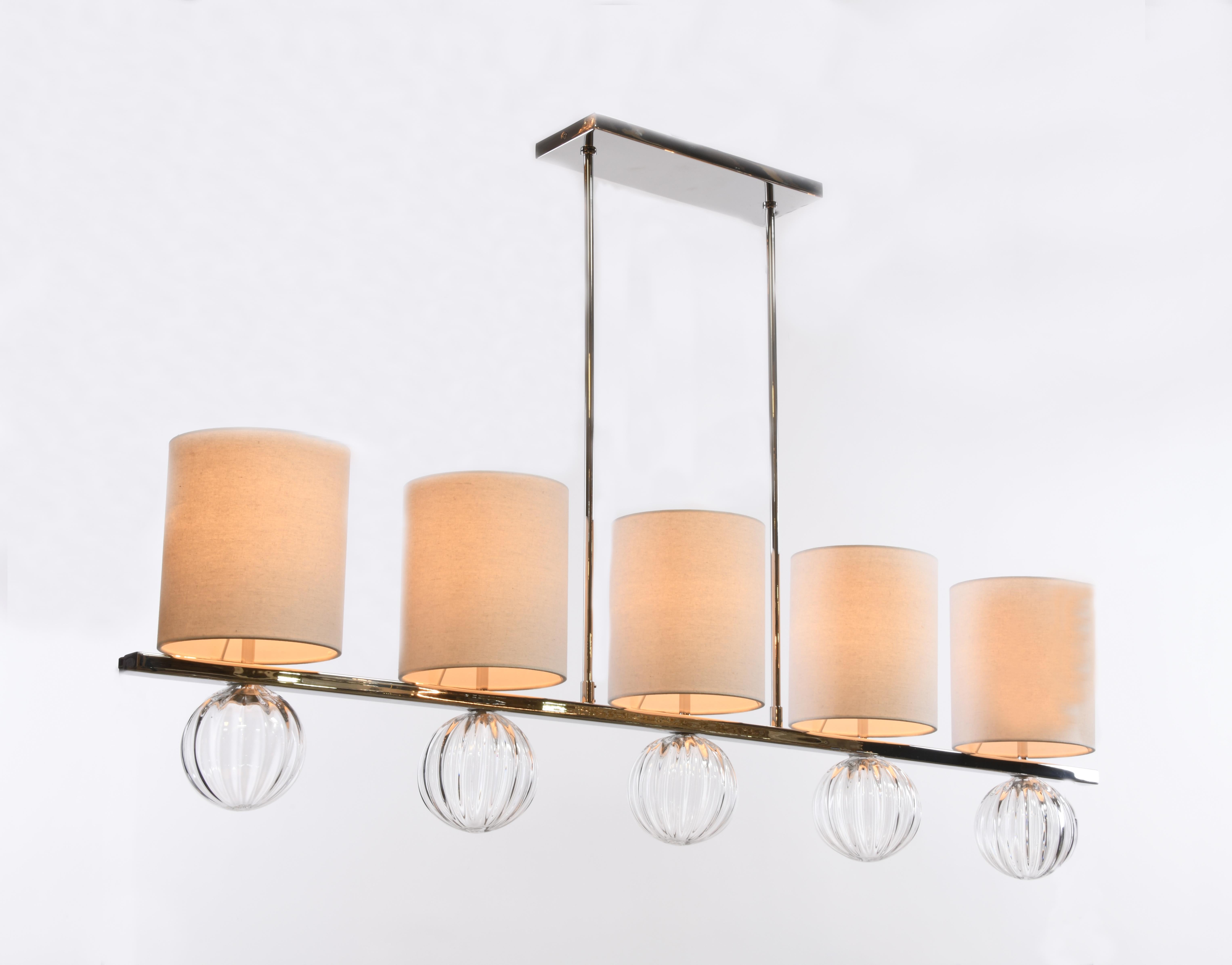 BIBI Dining Chandelier-5 BIBIs On a Linear Frame By LUXE (amerikanisch) im Angebot