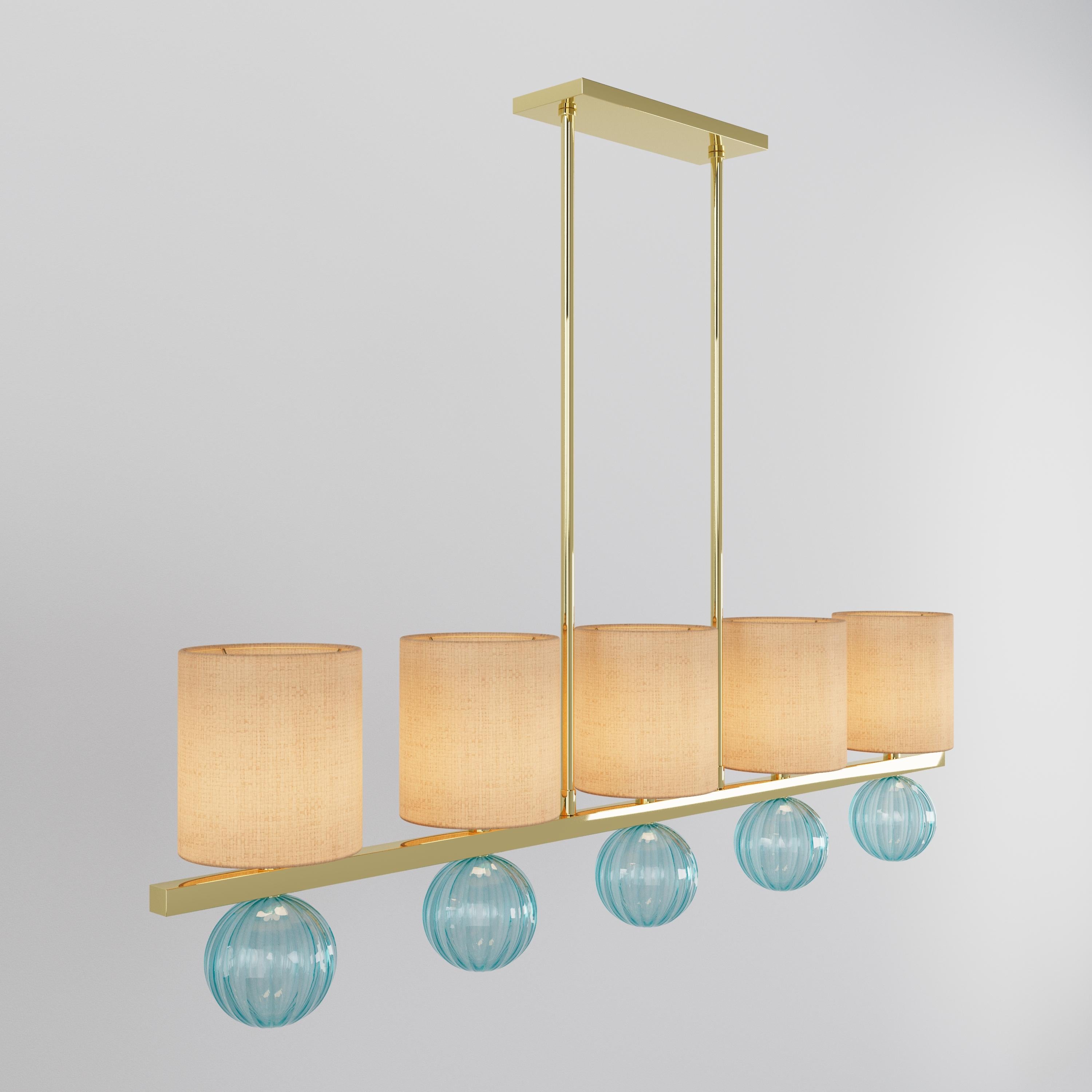 BIBI Dining Chandelier-5 BIBIs On a Linear Frame By LUXE im Zustand „Neu“ im Angebot in Los Angeles, CA