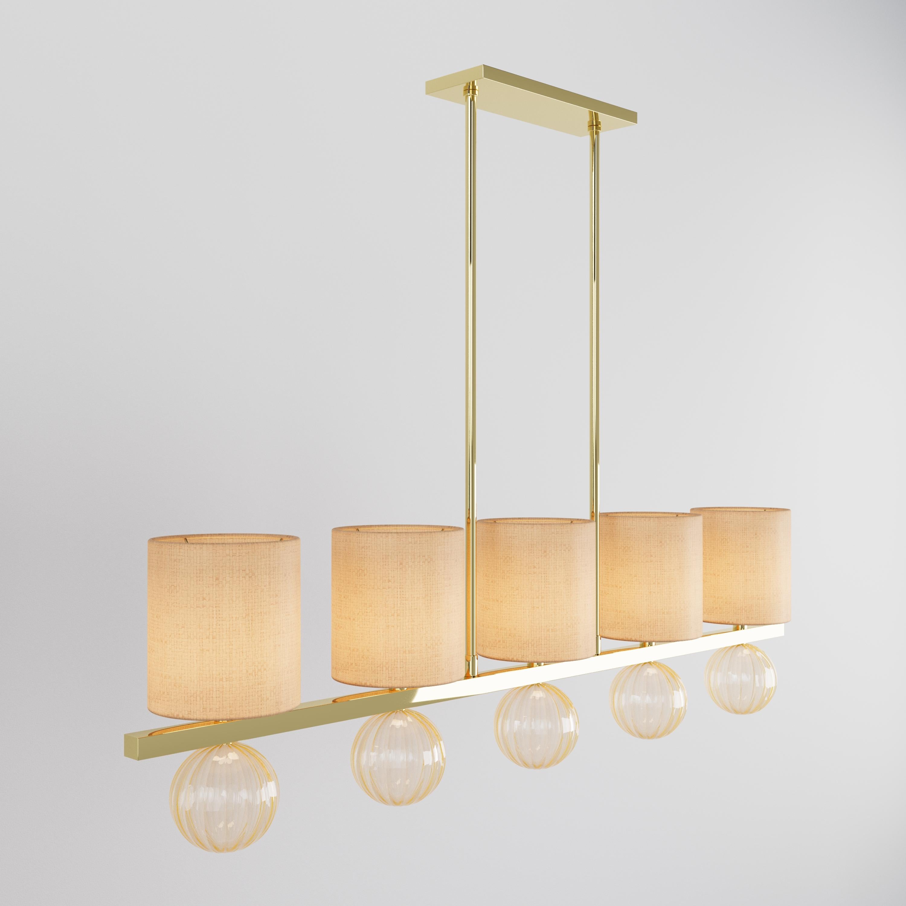 BIBI Dining Chandelier-5 BIBIs On a Linear Frame By LUXE (21. Jahrhundert und zeitgenössisch) im Angebot
