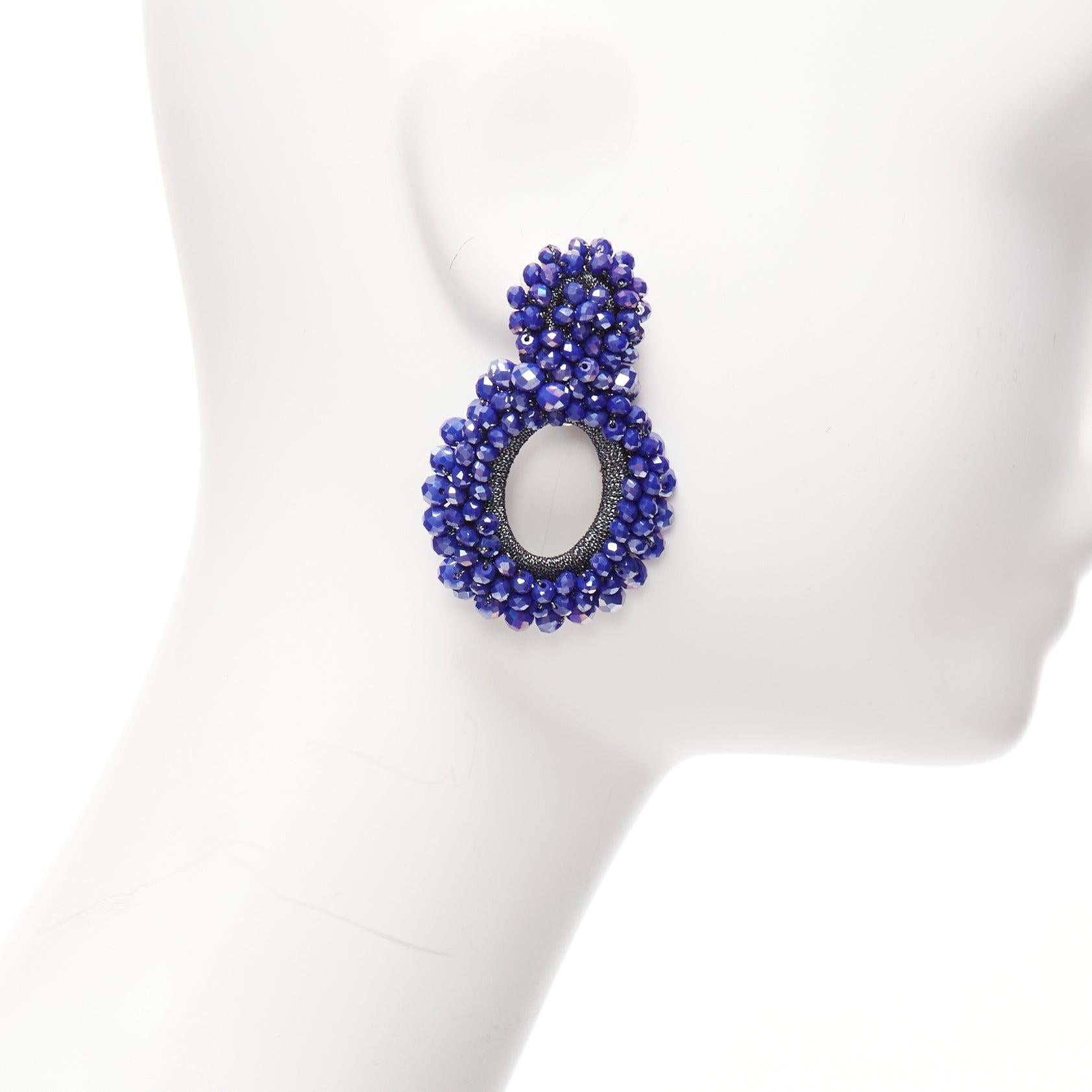 BIBI MARINI blue purple beaded lurex fabric hoop loop through earrings In Excellent Condition For Sale In Hong Kong, NT