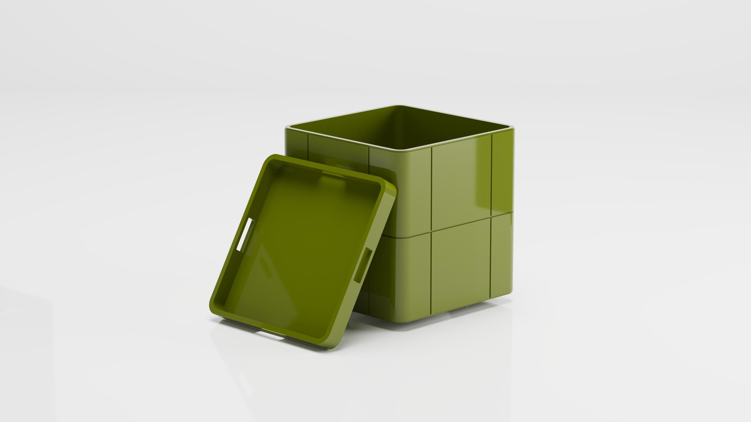 Bibis, which can be considered as a coffee table, side table, and nightstand, respond to various functions. The inside of the box can be used for storage, while its top surface can serve as a tray. Thanks to its wheeled legs, it is easy to move,