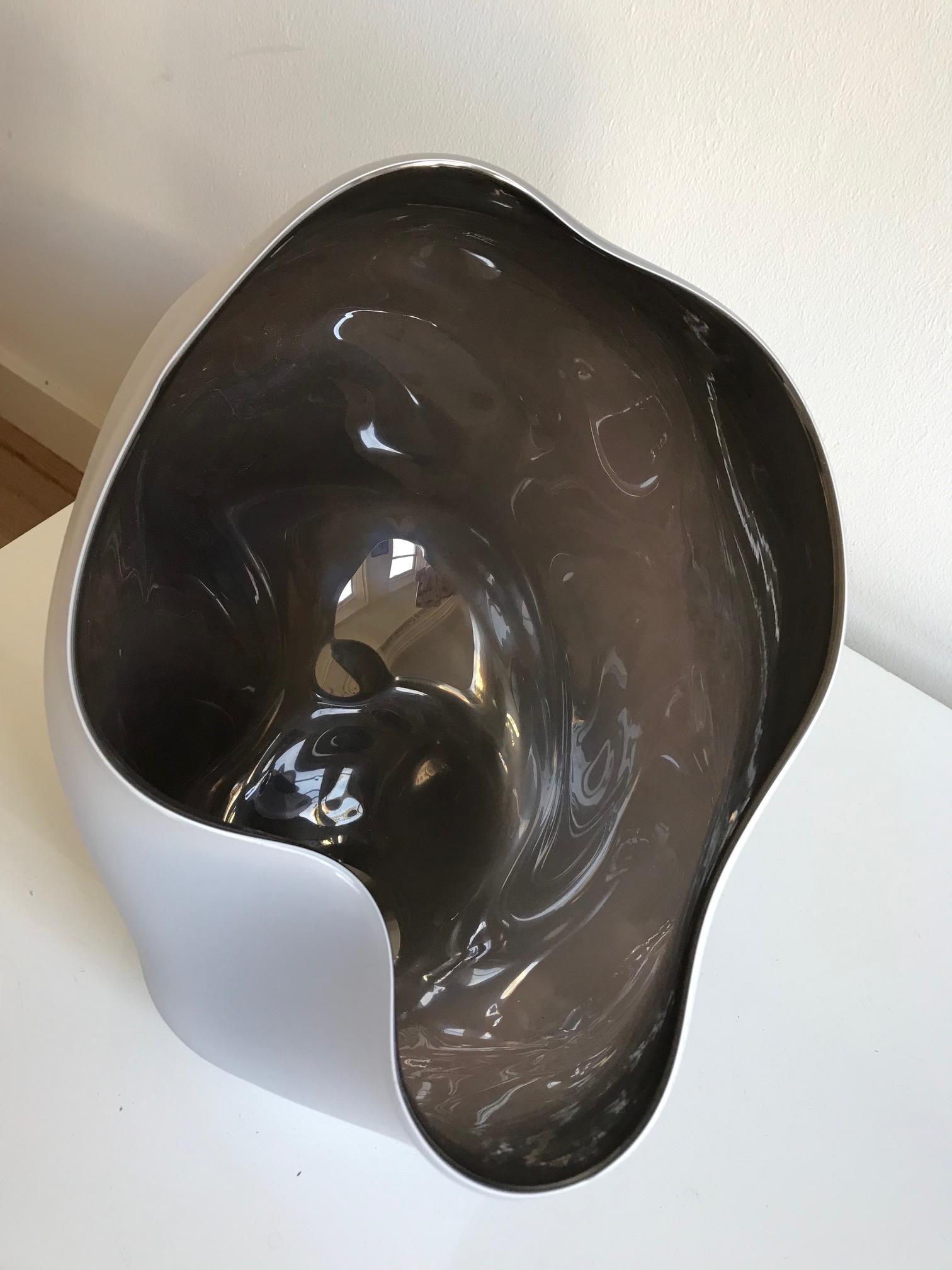 Zeitgenössische Skulptur „ Cloud“ aus sandgestrahltem und geblasenem Glas in Weiß und Braun 1