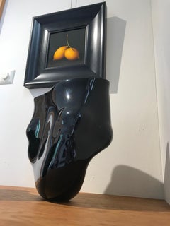 Sculpture contemporaine en verre soufflé ''Torso'' en noir et Brown