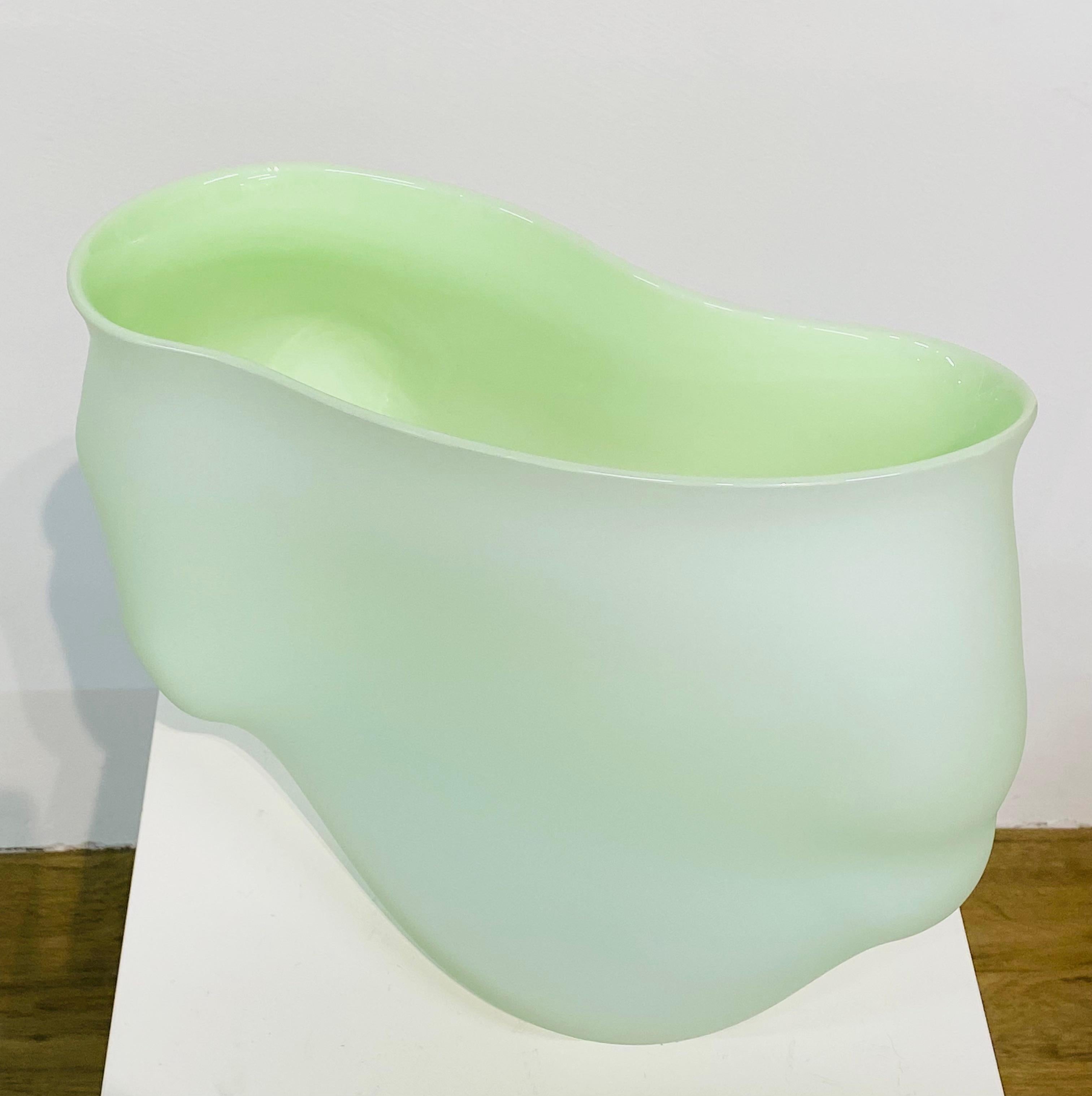 Cloud Vase, white/ apple green- 21st Century Blown Glass Object  - Sculpture by Bibi Smit