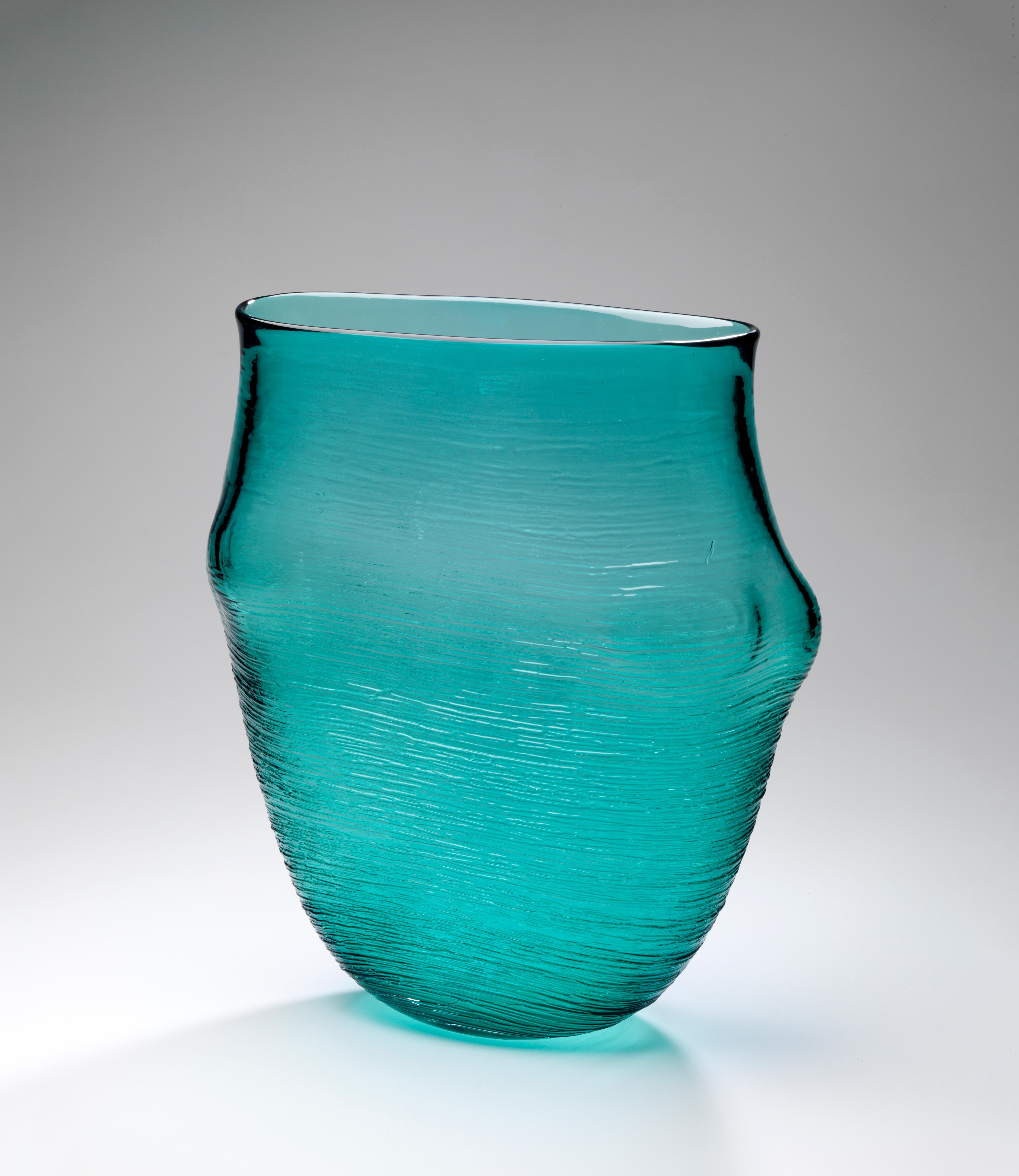 Fluid Form, blue- 21st Century Blown Glass Object 