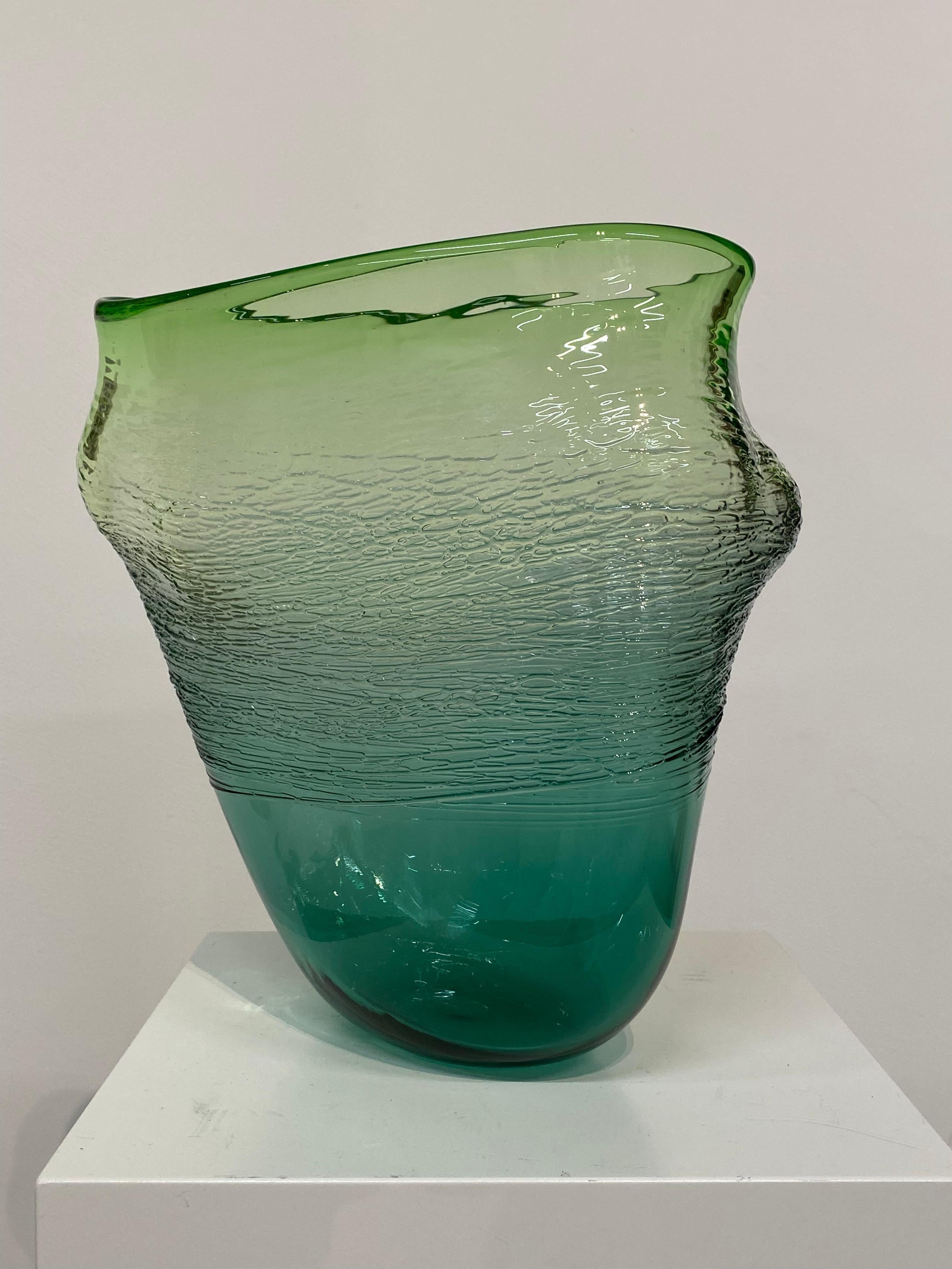 Fluid Form, Green-21st Century Blown Glass Object  - Sculpture by Bibi Smit