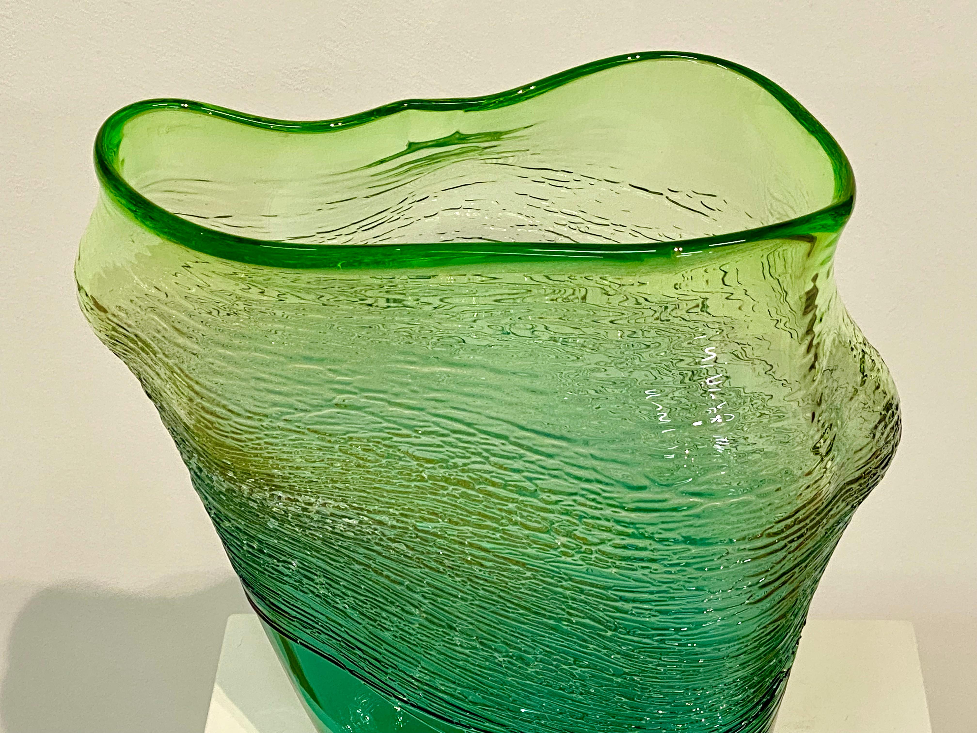 Fluid Form, Green-21st Century Blown Glass Object  - Contemporary Sculpture by Bibi Smit