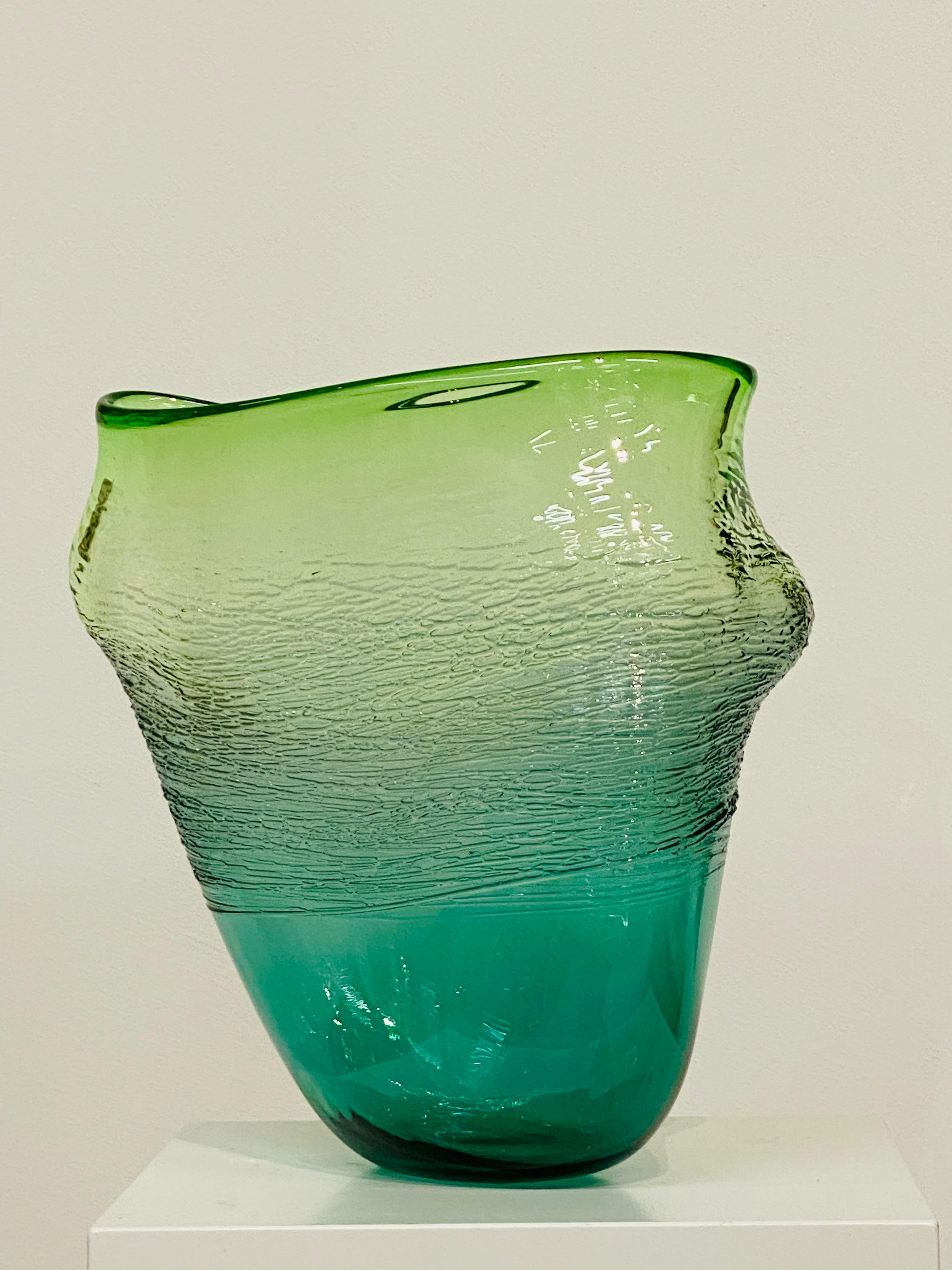 Fluid Form, Green-21st Century Blown Glass Object  - Gray Abstract Sculpture by Bibi Smit