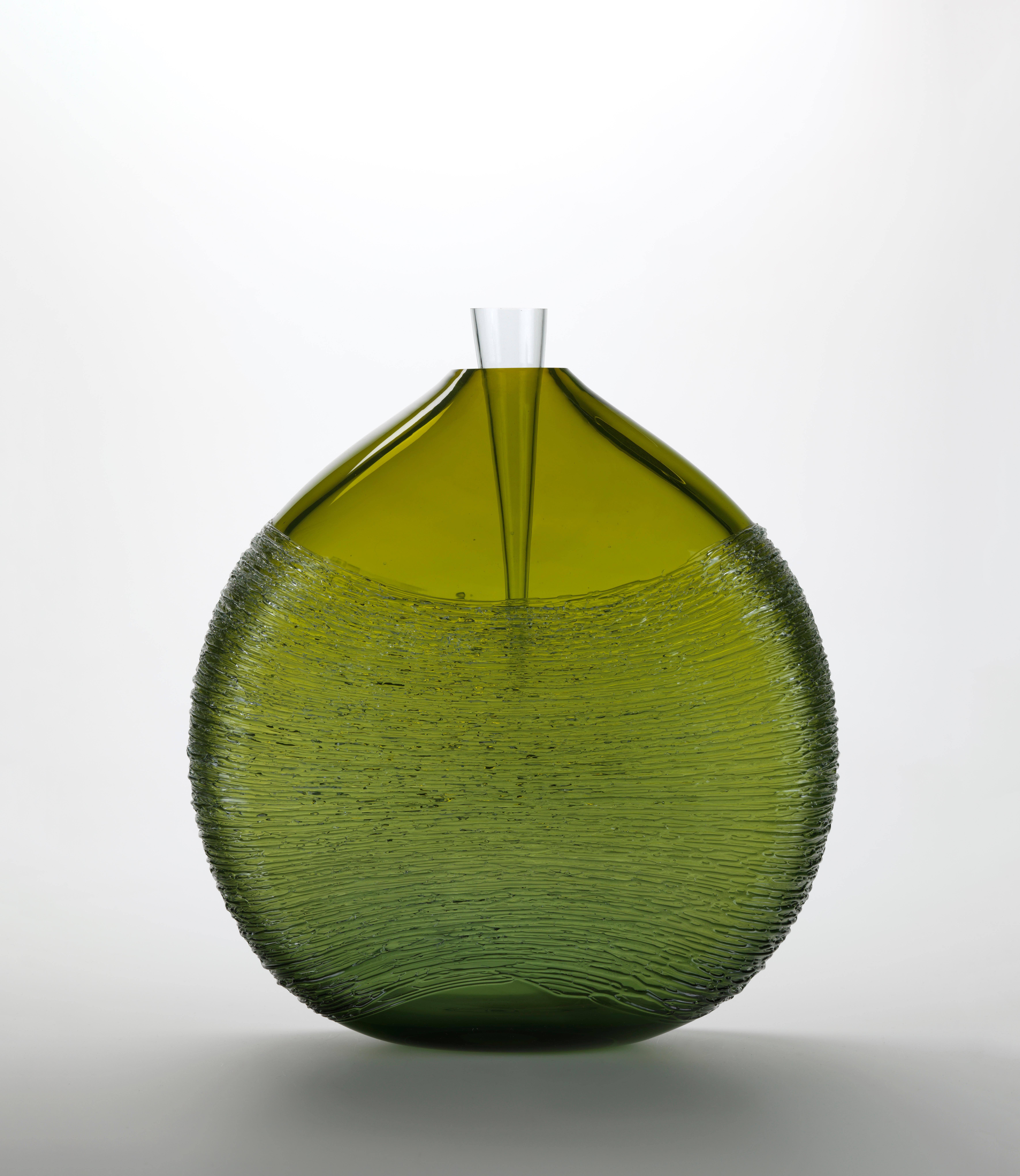 Luminous Fruit, green- 21st Century Blown Glass Object 