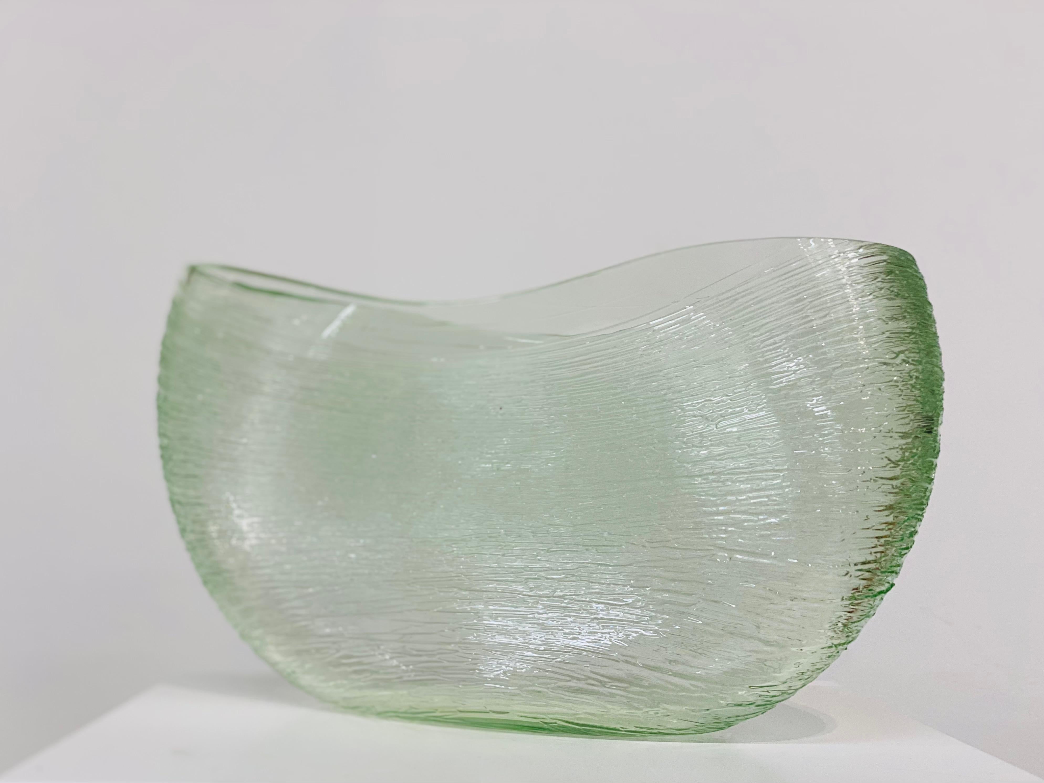 Oval Fluid Form, green- 21st Century Blown Glass Object  - Sculpture by Bibi Smit