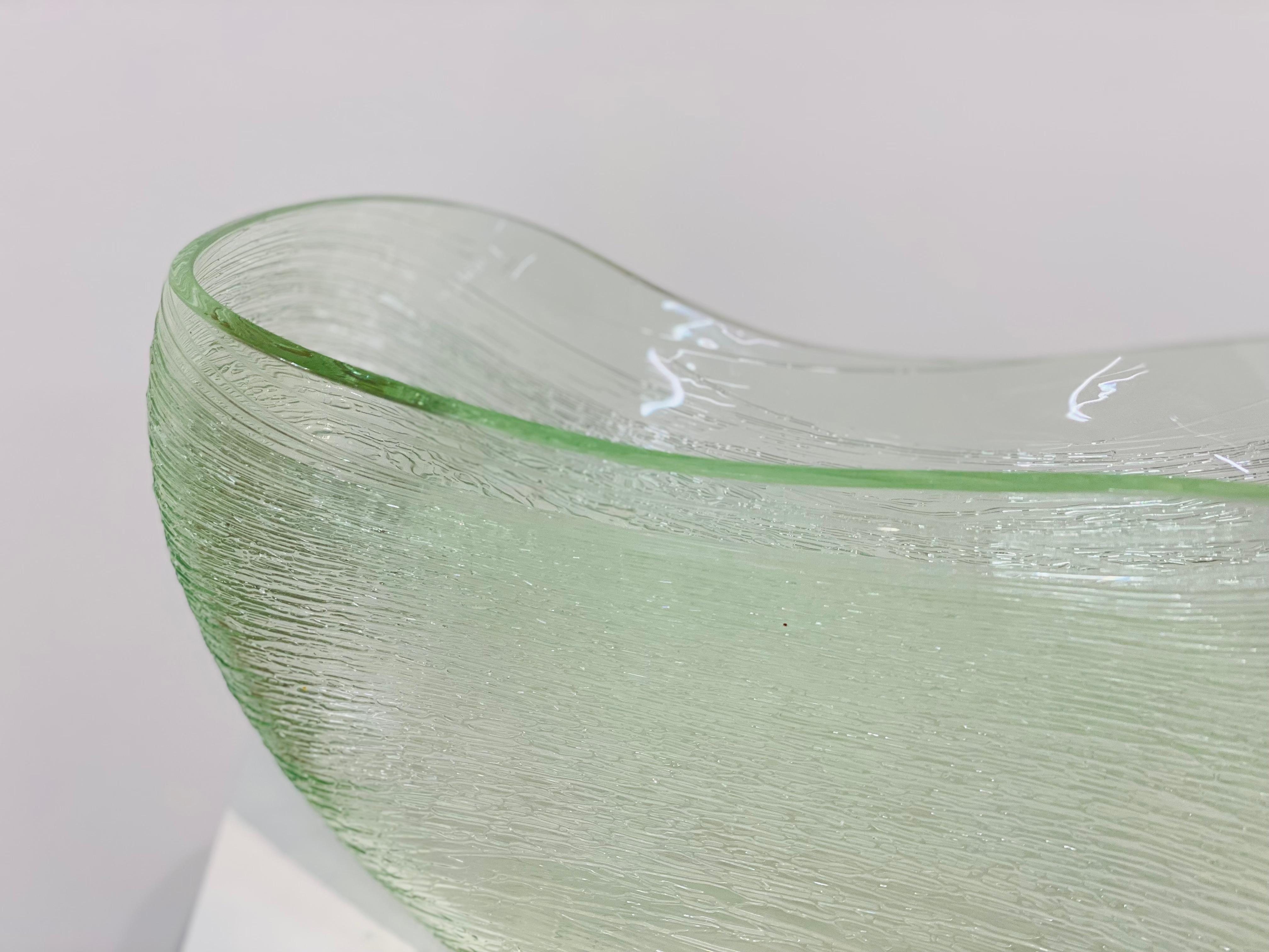 Oval Fluid Form, green- 21st Century Blown Glass Object  - Gray Abstract Sculpture by Bibi Smit