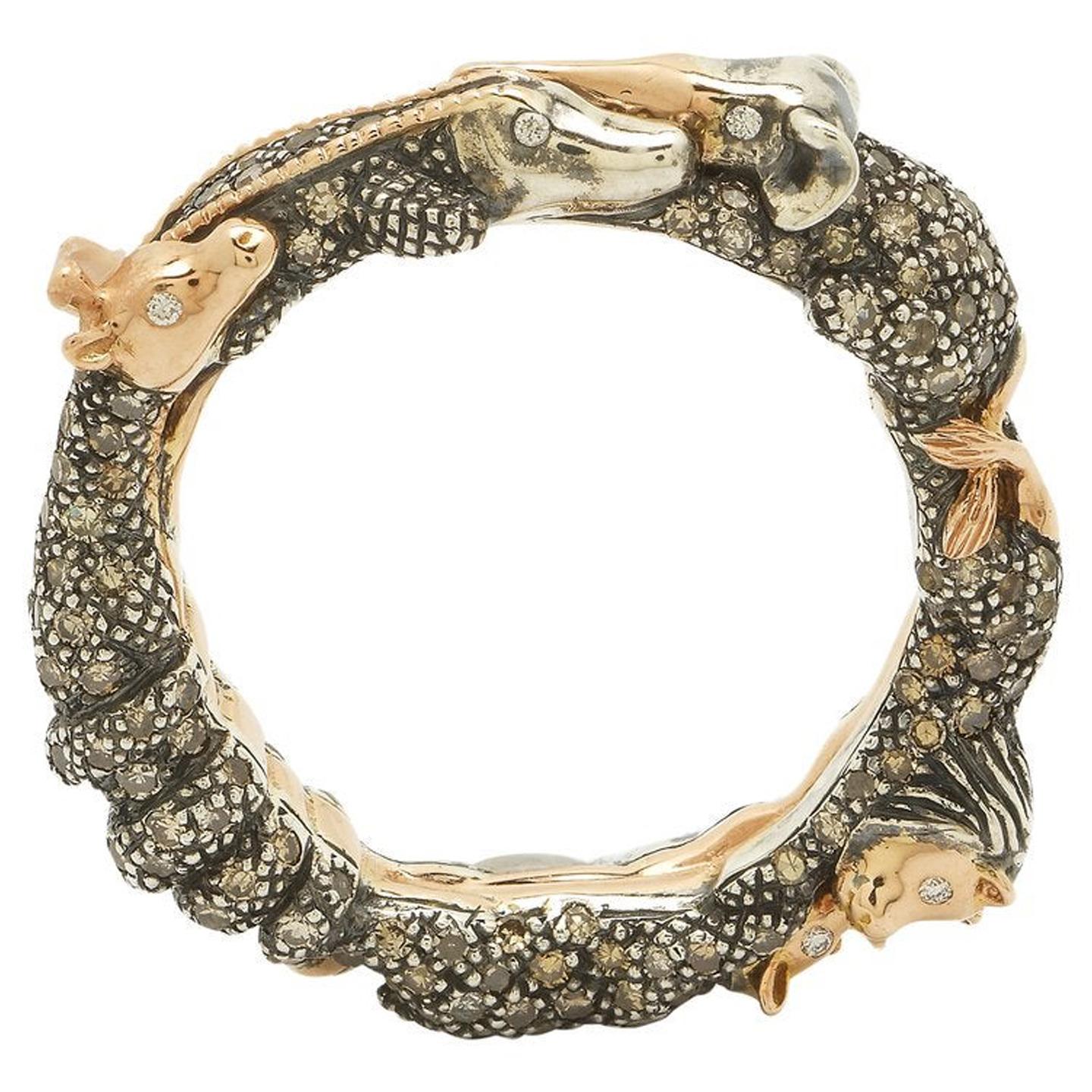 Bibi van der Velden Animal Eternity Ring with Diamonds in 18K Yellow Gold  For Sale