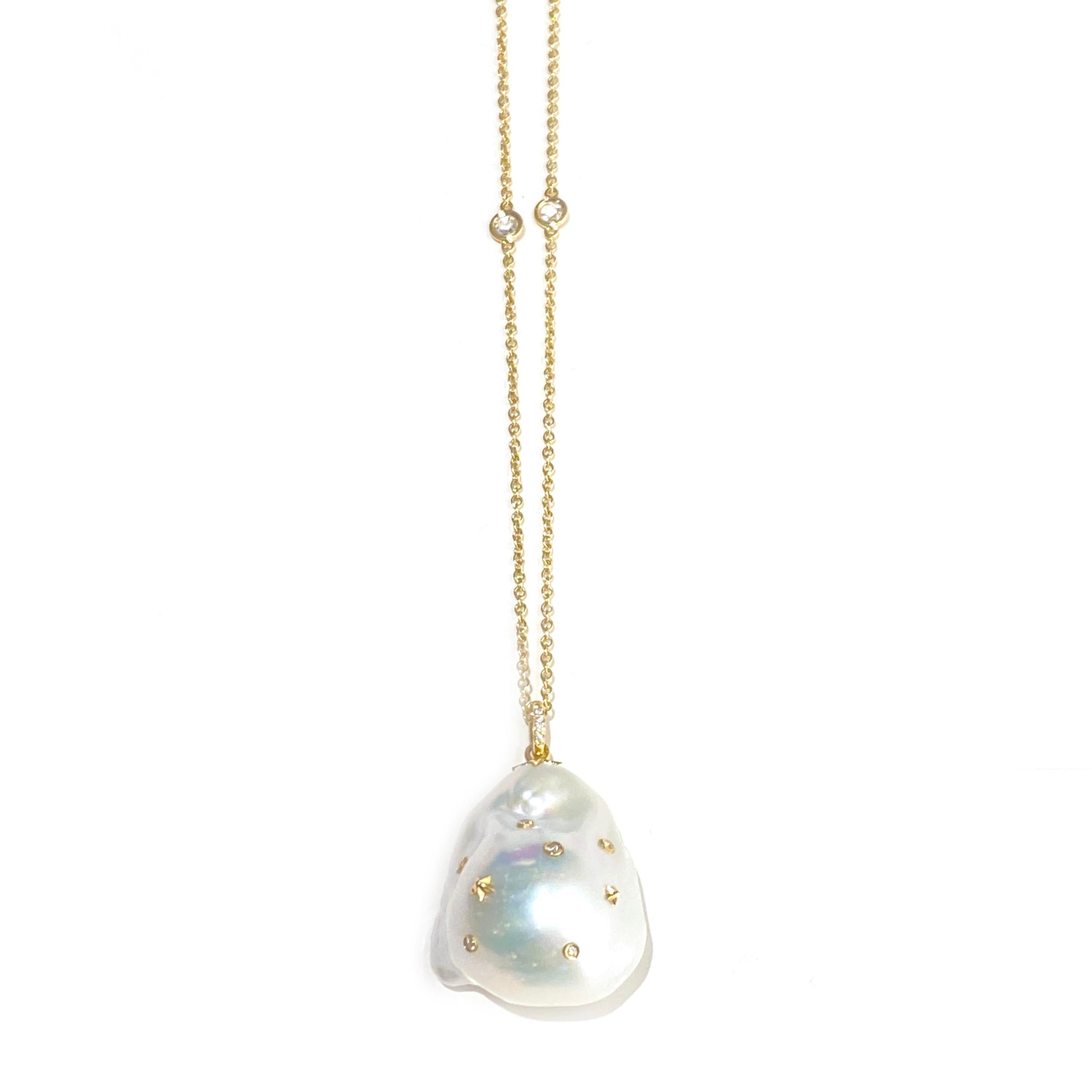 Bibi Van Der Velden Barockperlenkette aus 18 Karat Gold mit Diamanten im Zustand „Neu“ im Angebot in Jackson, WY