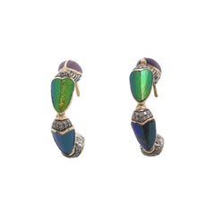 Bibi van der Velden Scarab Earrings with Pink Sapphires and Amethysts