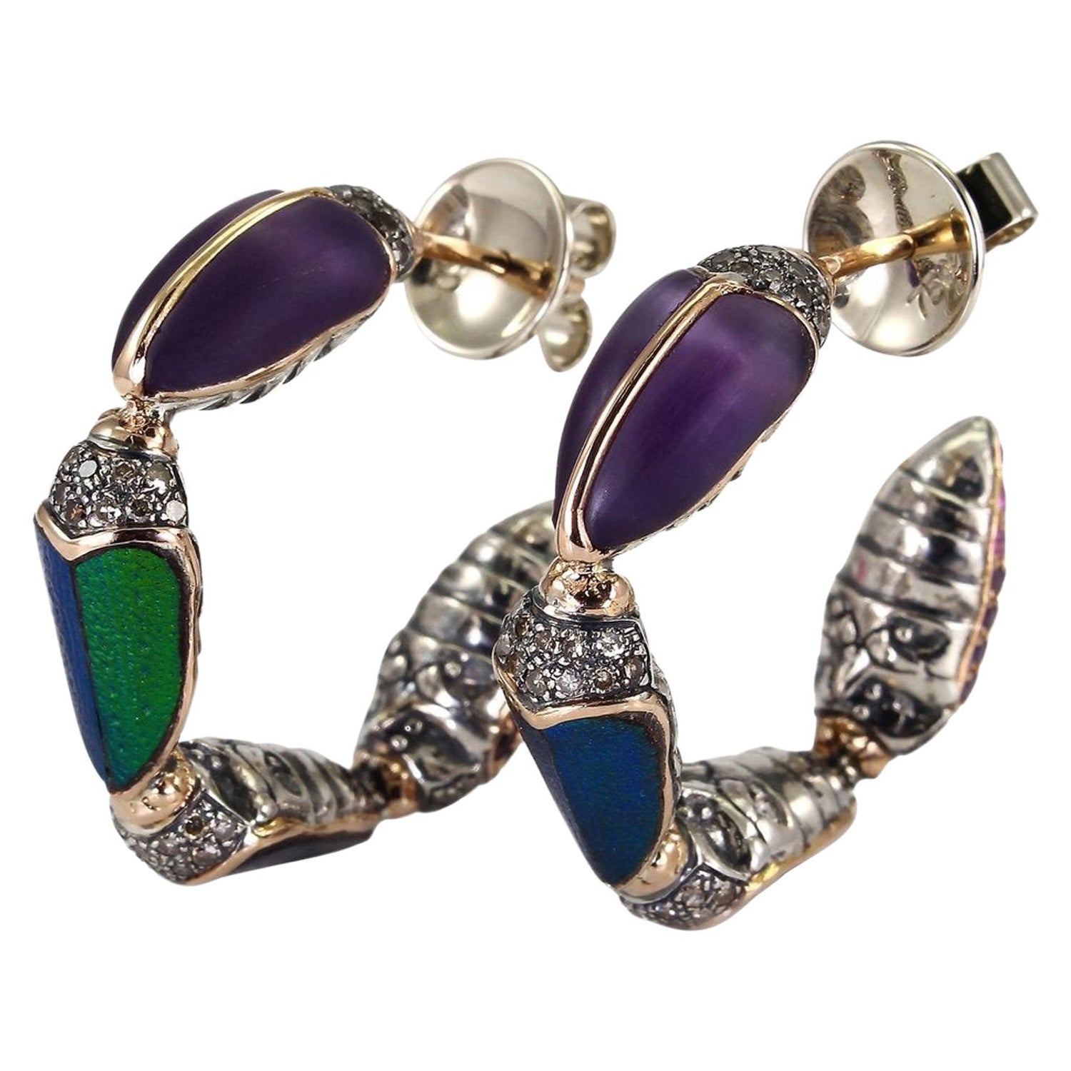 Bibi van der Velden Scarab Earrings with Pink Sapphires and Amethysts For  Sale at 1stDibs | silvia furmanovich