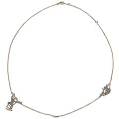 Bibi Van Der Velden Two Monkey Necklace in Rose Gold with Diamonds