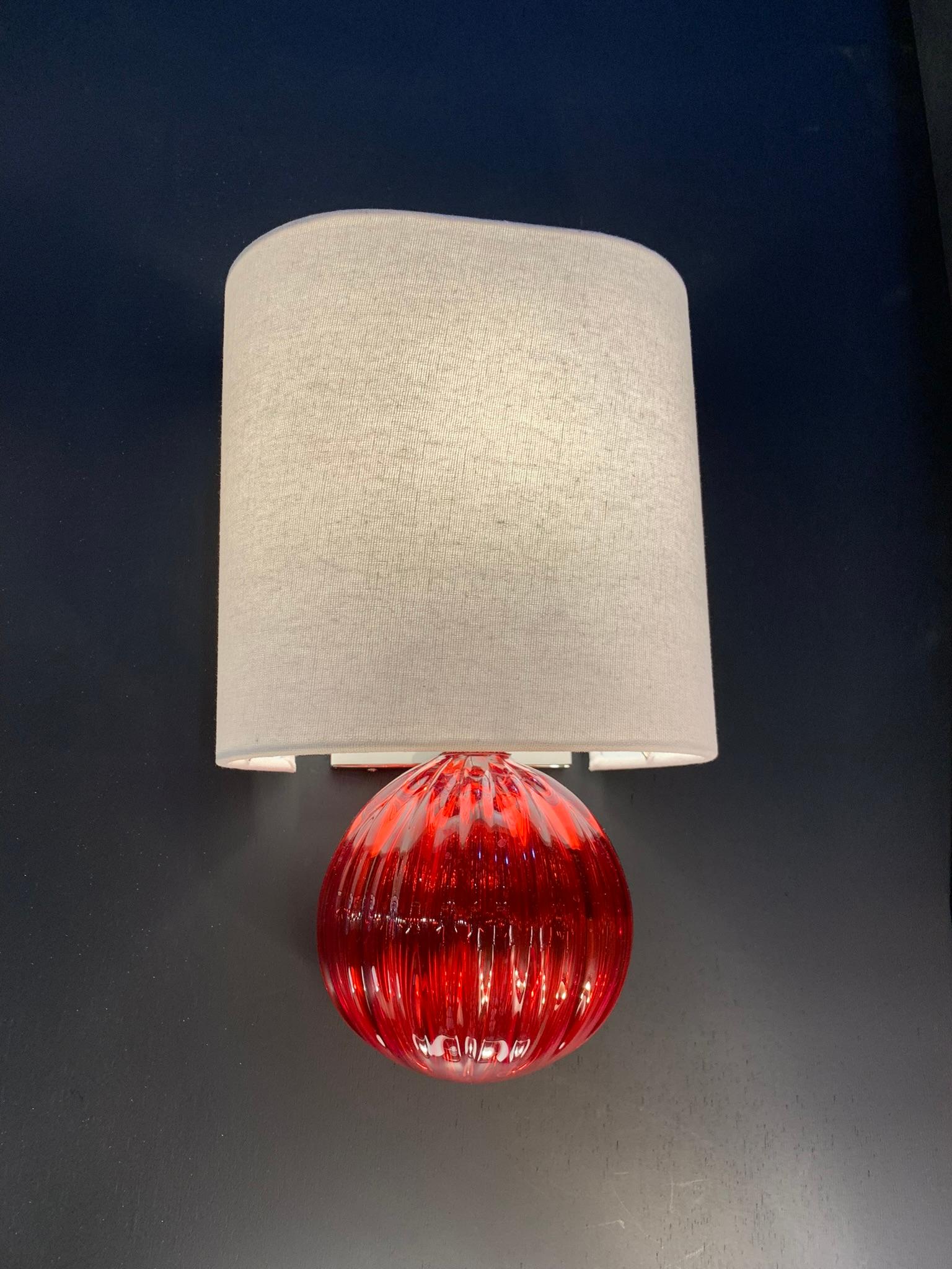 BIBI Wall Sconce-Linen Shade With Fluted Glass Body By LUXE en Nuevo estado para la venta en Los Angeles, CA