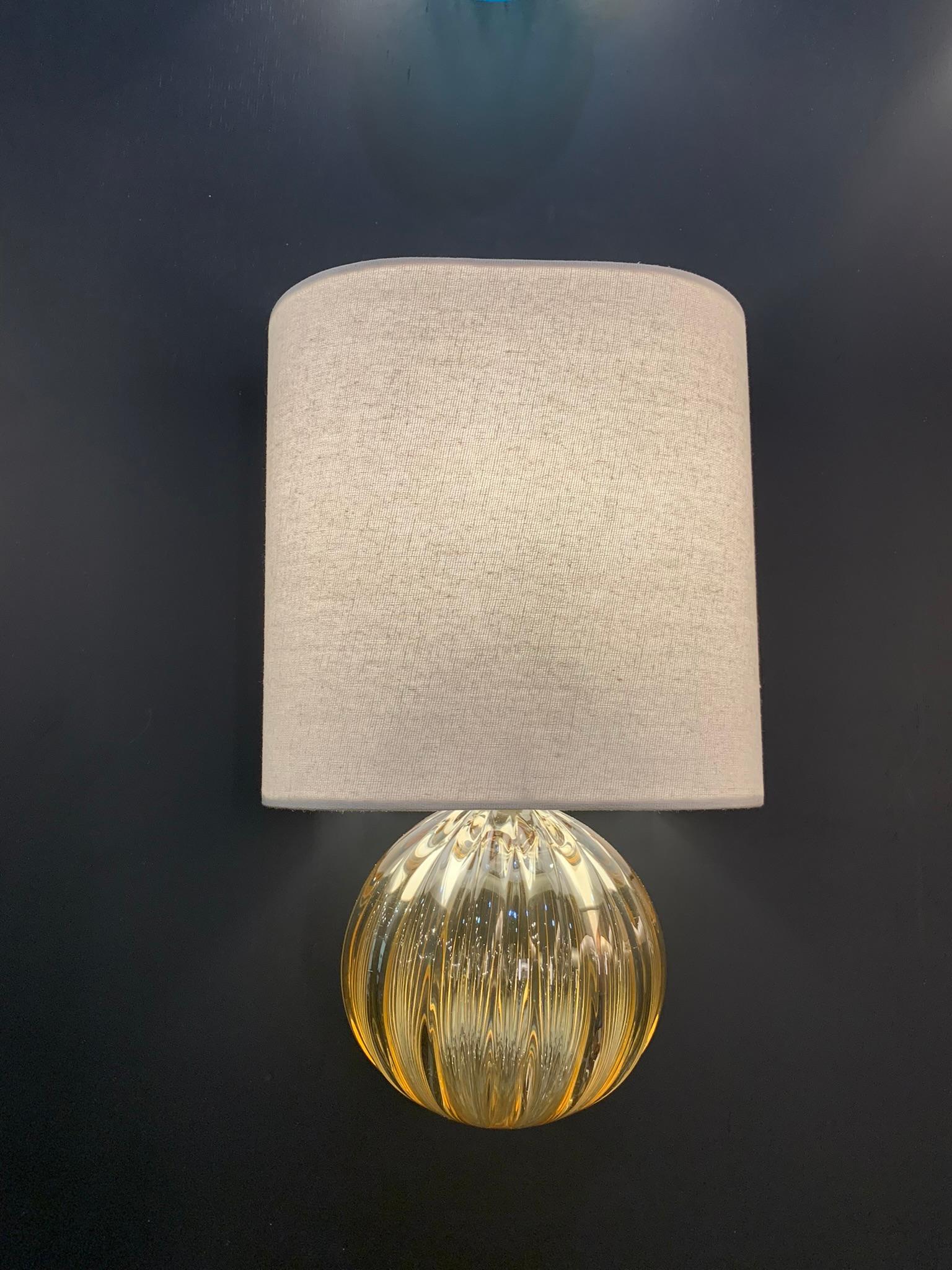 BIBI Wall Sconce-Linen Shade With Fluted Glass Body By LUXE Siglo XXI y contemporáneo en venta