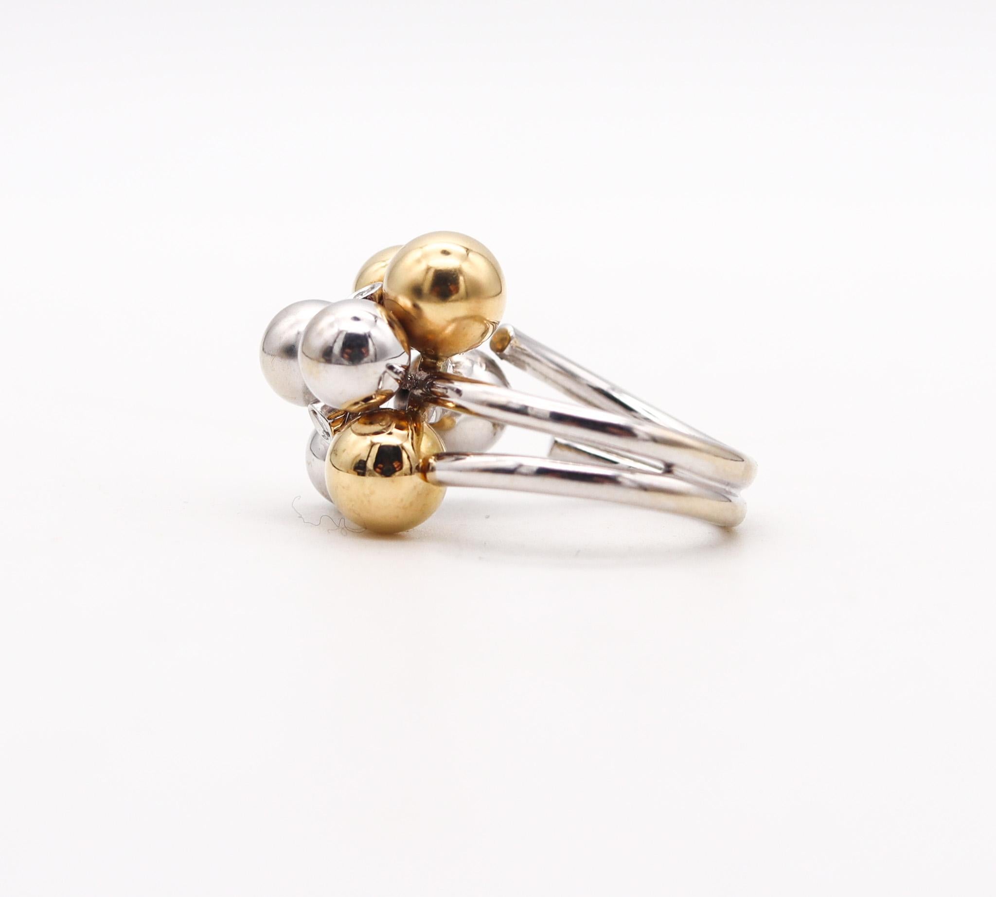 Taille brillant BIBIGI GIOIELLI Bague cocktail bulles en or blanc et jaune 18 carats avec diamants en vente