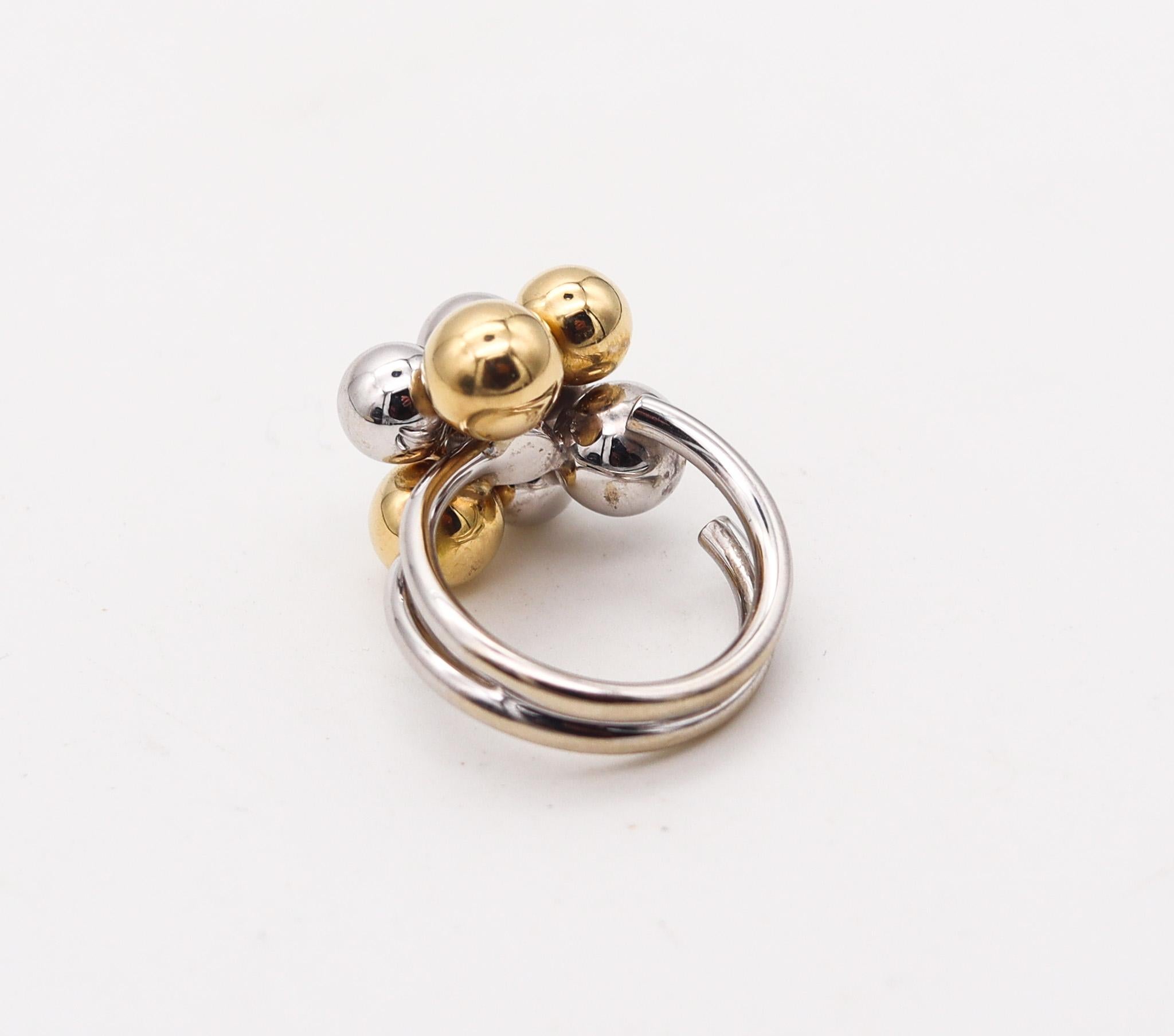BIBIGI GIOIELLI Bague cocktail bulles en or blanc et jaune 18 carats avec diamants Pour femmes en vente
