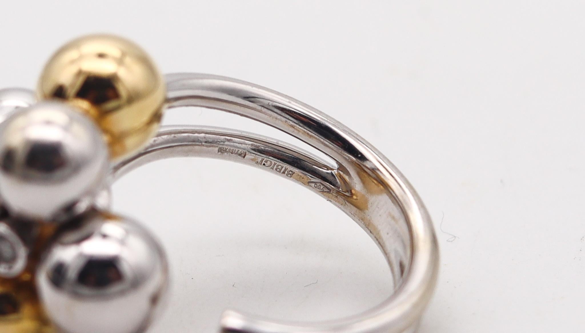 BIBIGI GIOIELLI Bague cocktail bulles en or blanc et jaune 18 carats avec diamants en vente 1