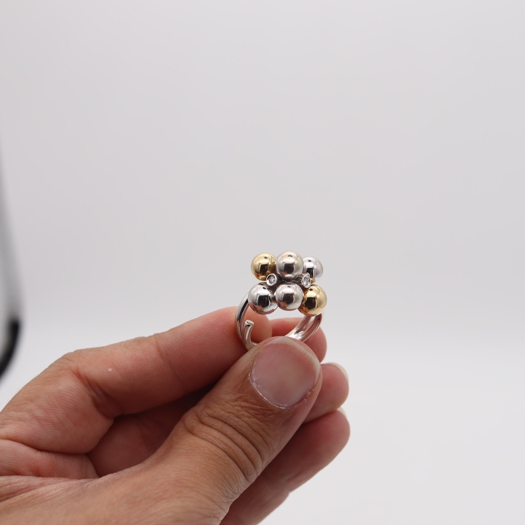 BIBIGI GIOIELLI Bague cocktail bulles en or blanc et jaune 18 carats avec diamants en vente 2