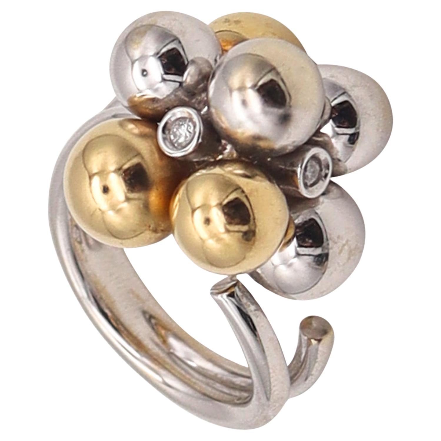 BIBIGI GIOIELLI Bubbles Cocktail Ring In 18Kt White & Yellow Gold With Diamonds