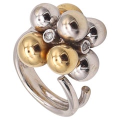 BIBIGI GIOIELLI Bague cocktail bulles en or blanc et jaune 18 carats avec diamants