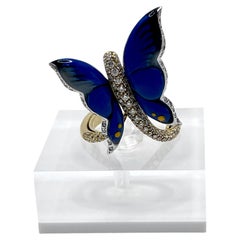 Bibigì – auffälliger Schmetterlingsring aus italienischem Emaille und Diamanten in 18-karätigem Bicolor-Gold