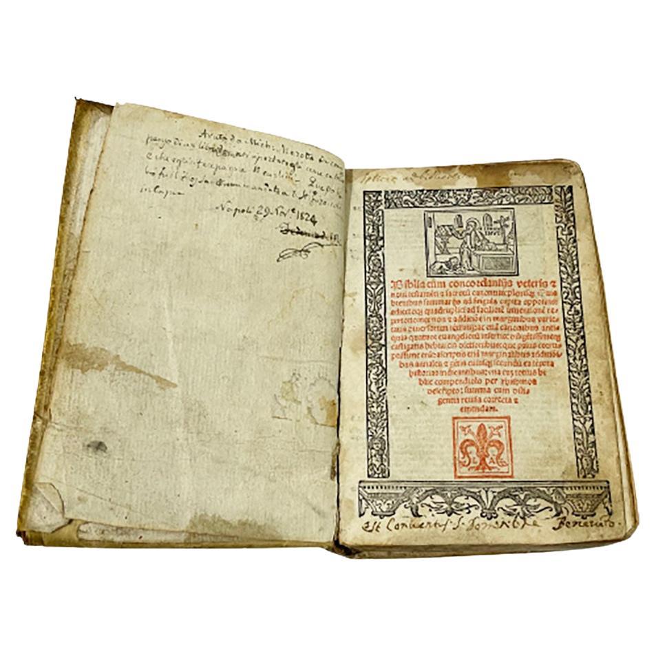 Biblia Cum Concordantijs Veteris & Novi Testamenti & Sacrorum Canonum, 1519 For Sale