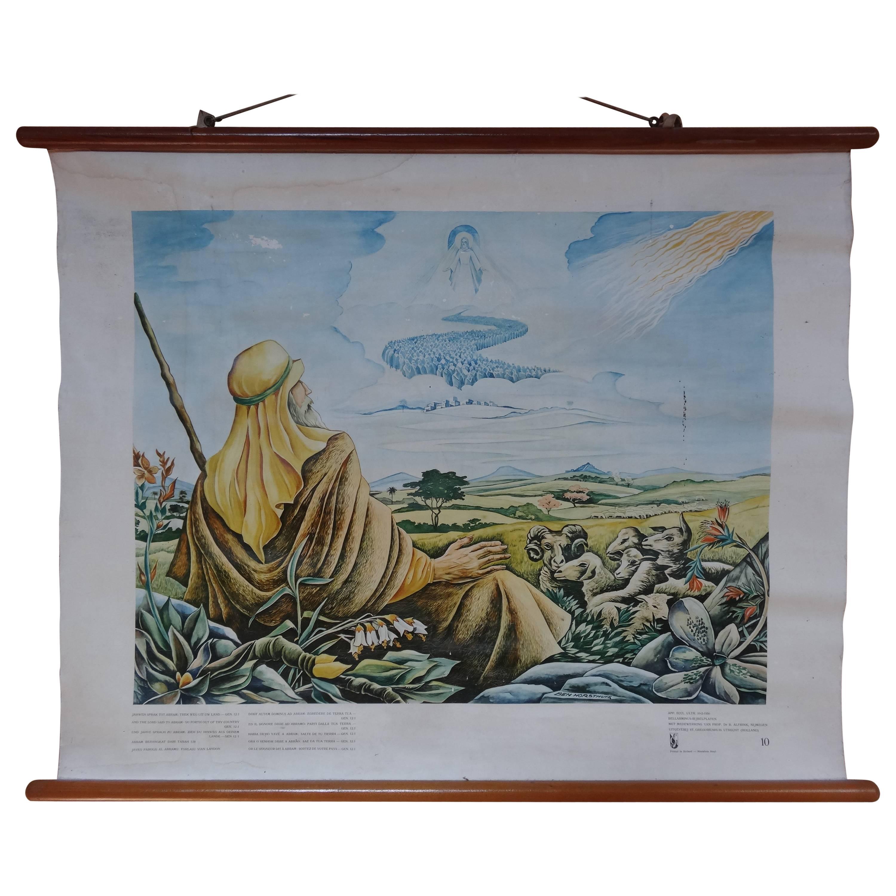 Biblical 1950 School Poster, Go Forth Out of Thy Country ' Gen. 12:1 For Sale